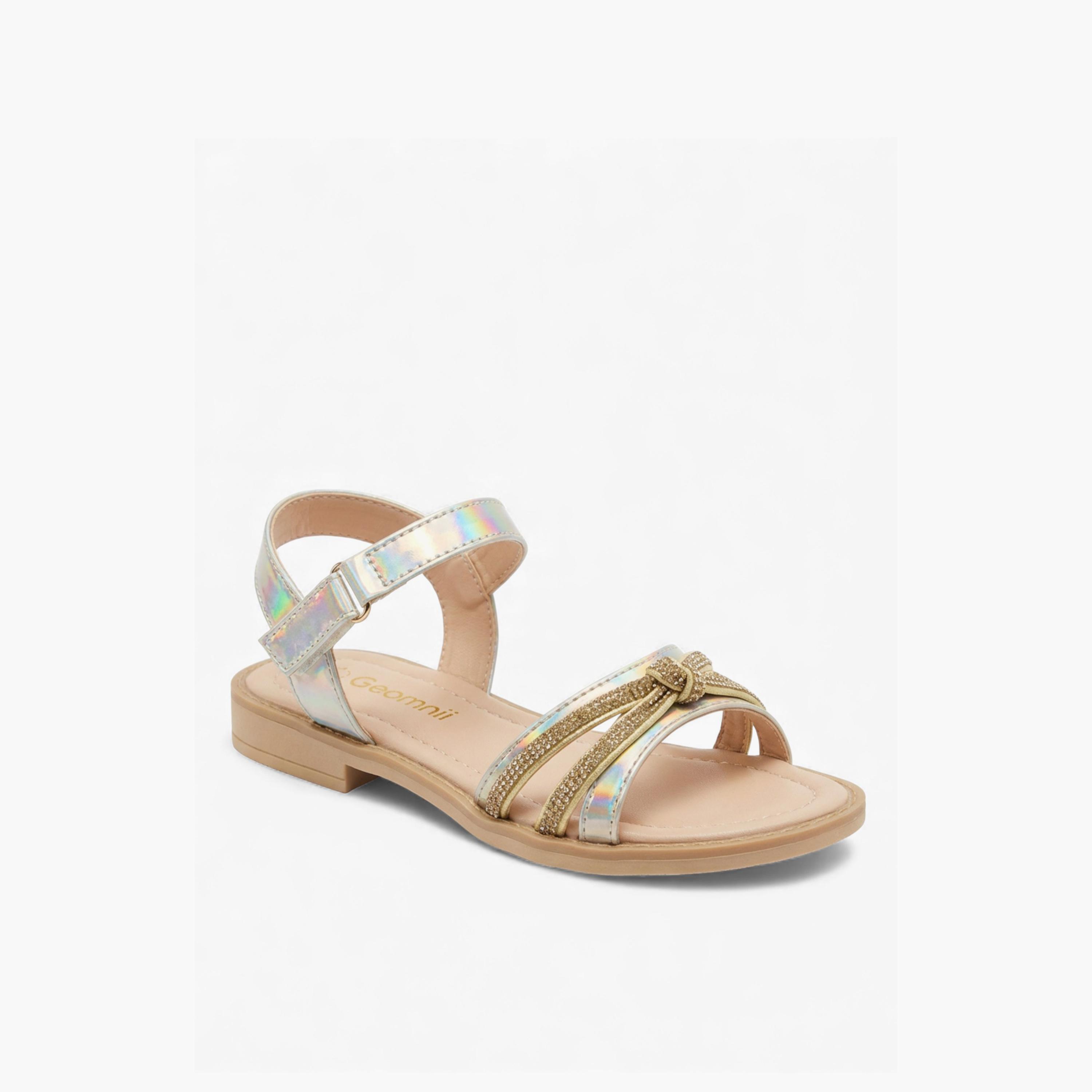 Geoomnii Girls Hook & Loop Peaitien Strap Sandals | BH2490-C12-SILVER-girls-shoes-sandals-image-1