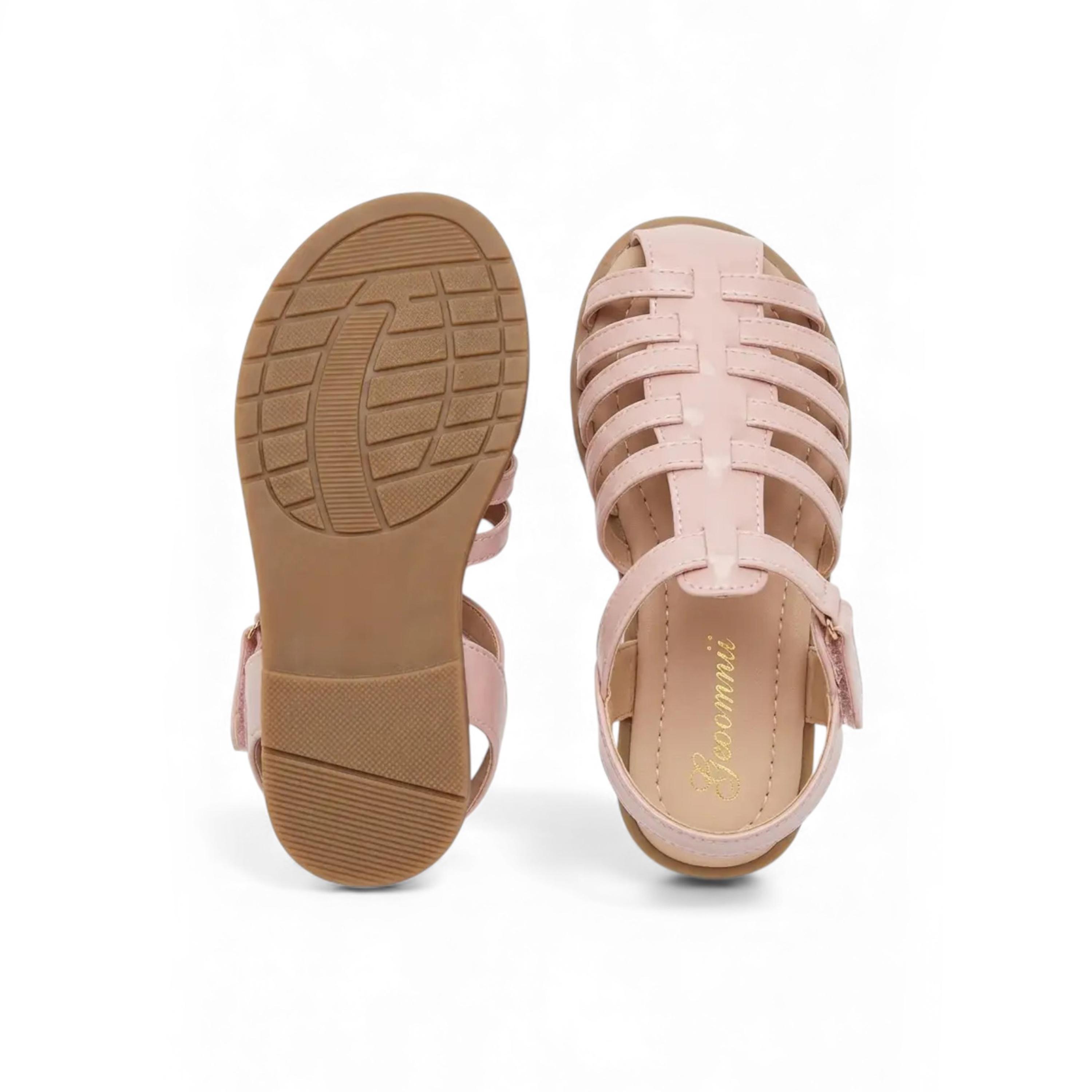 Geoomnii Girls Hook & Loop Paola Strap Sandals | BH484-A001-PINK-girls-shoes-sandals-image-3