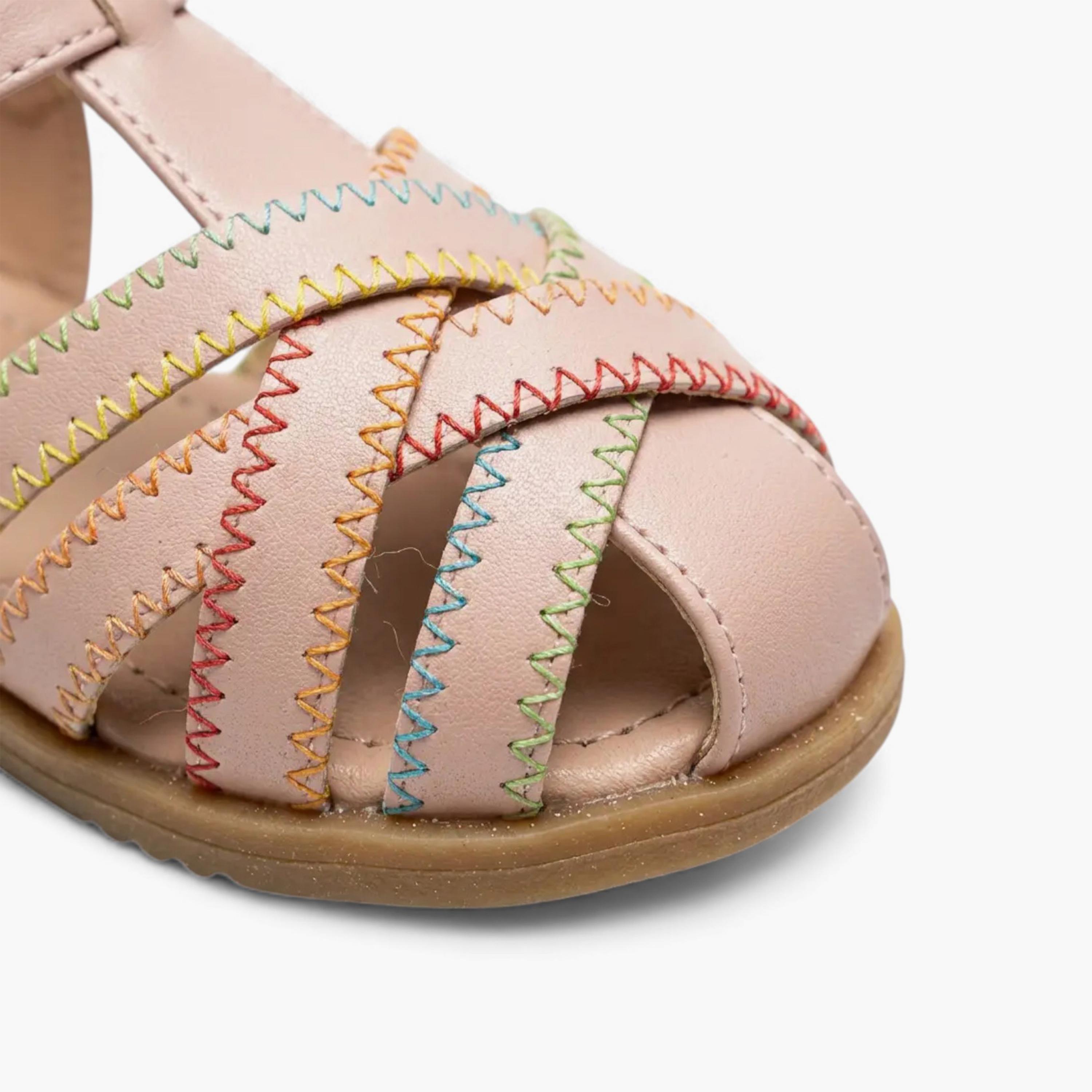 Geoomnii Girls Hook & Loop Patricia Strap Sandals | BH484-A002-PINK-girls-shoes-sandals-image-2