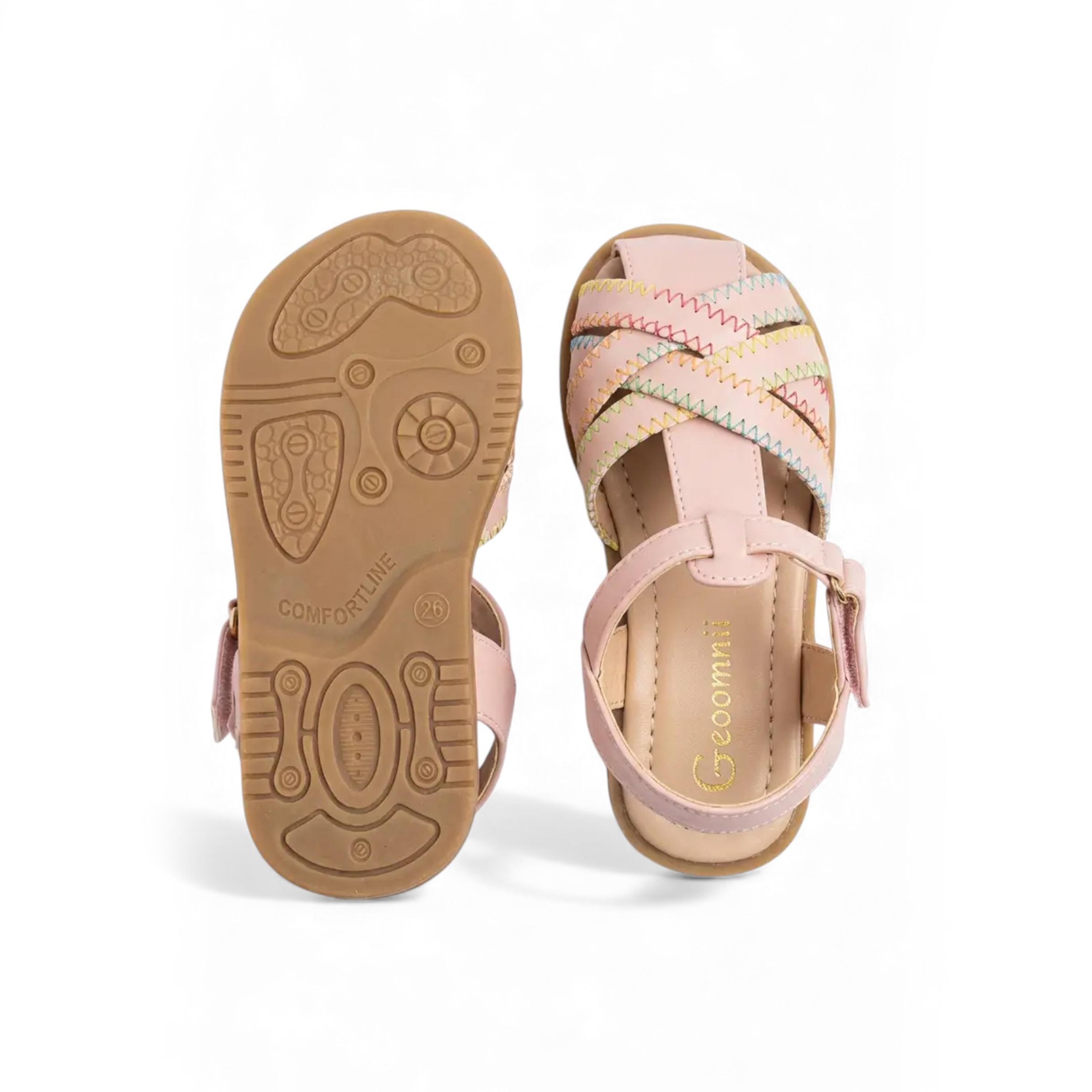 Geoomnii Girls Hook & Loop Patricia Strap Sandals | BH484-A002-PINK-girls-shoes-sandals-image-3