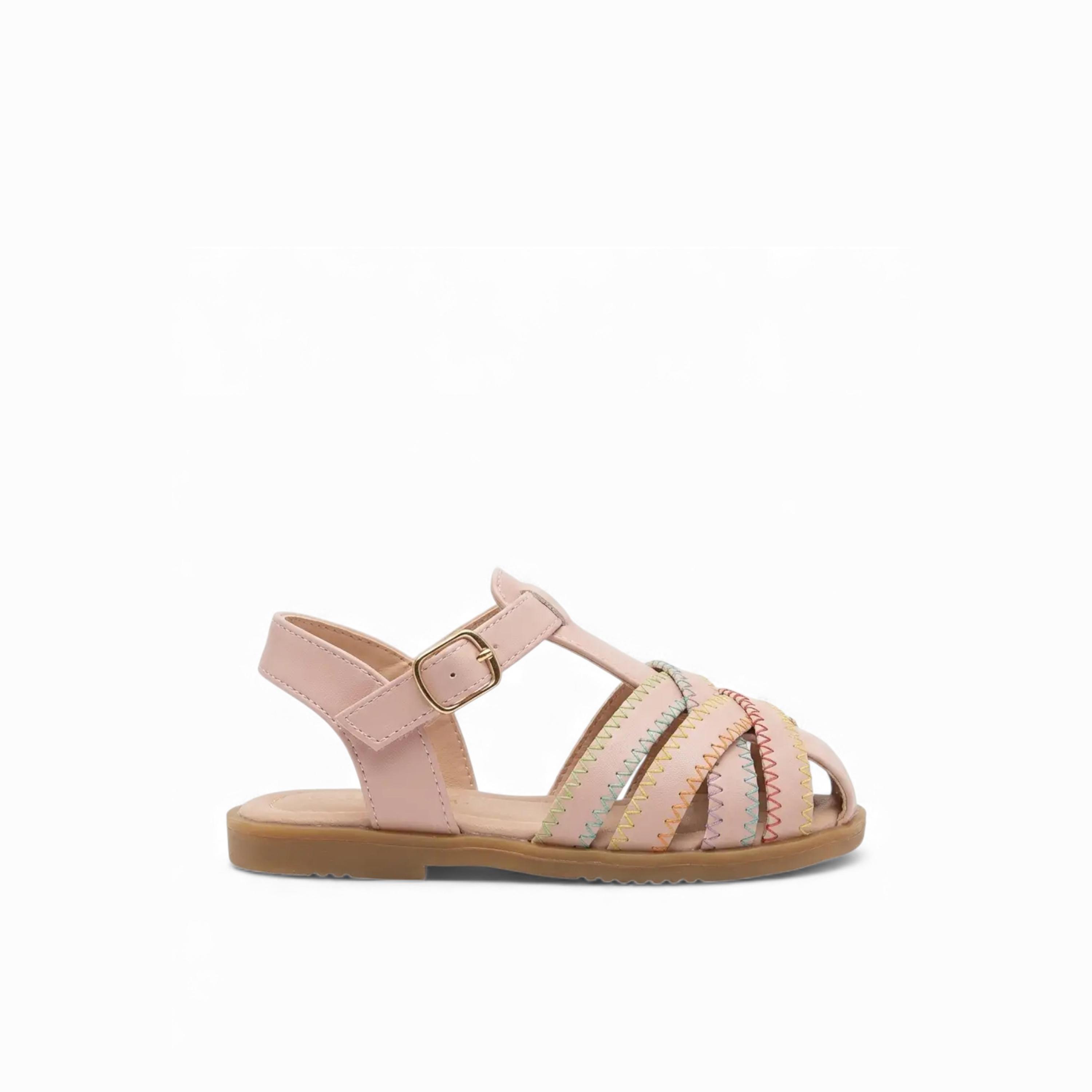 Geoomnii Girls Hook & Loop Patricia Strap Sandals | BH484-A002-PINK-girls-shoes-sandals-image-4