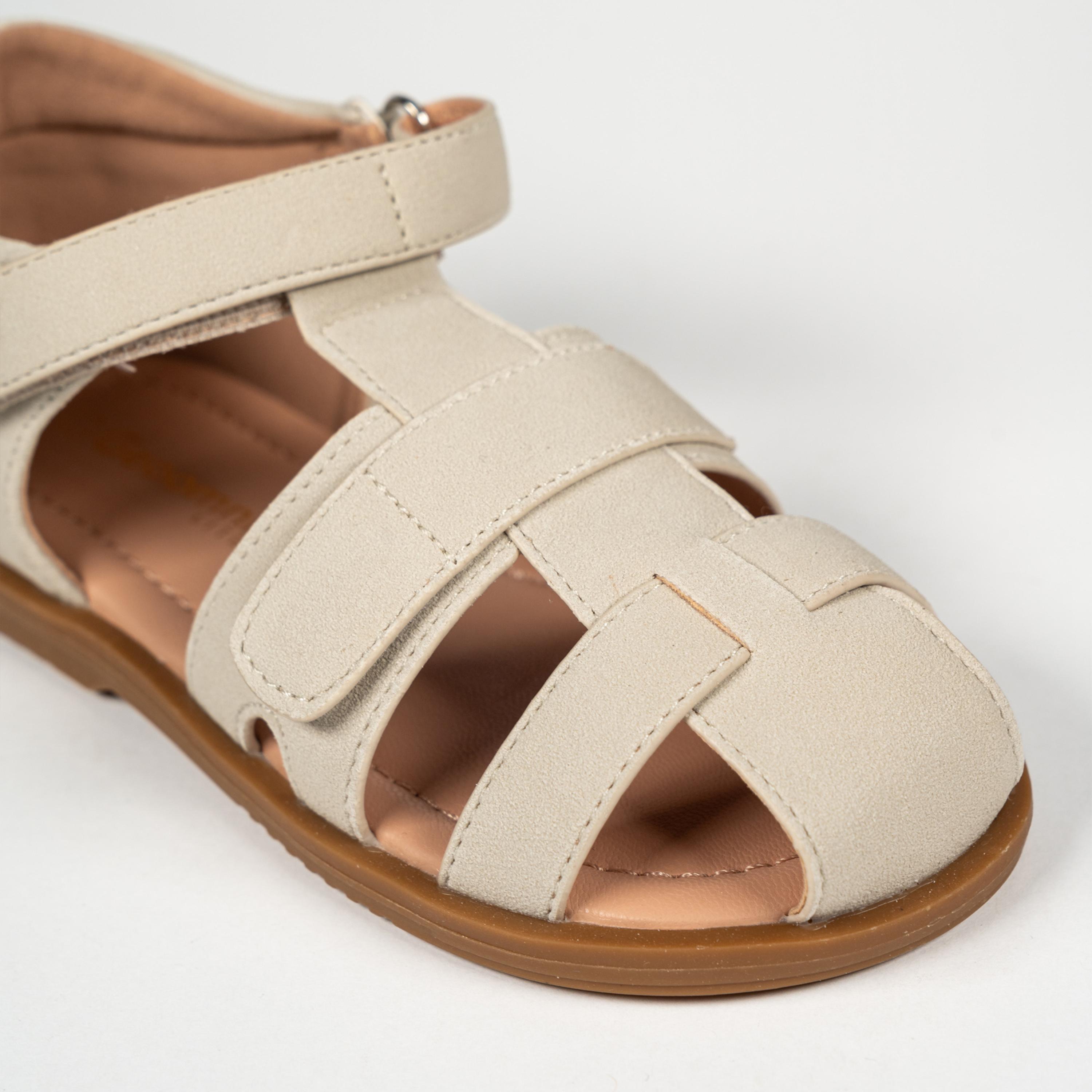 Geoomnii Kids Hook & Loop Leeannea Fisherman | BH484-B13-BEIGE-girls-shoes-sandals-image-2