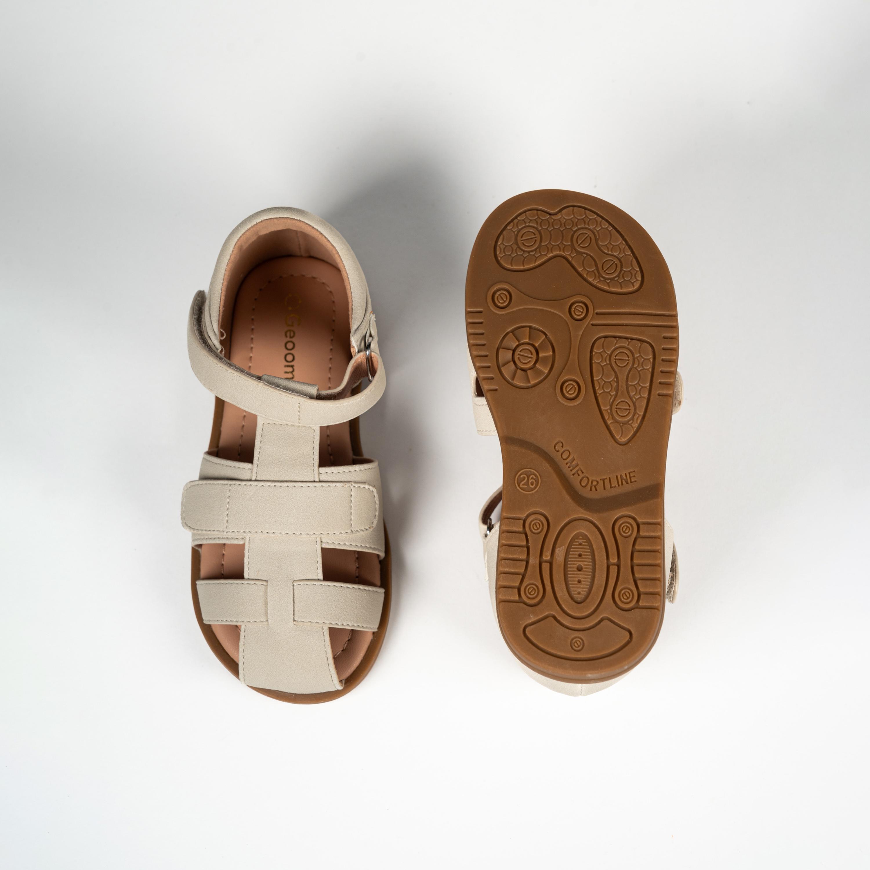 Geoomnii Kids Hook & Loop Leeannea Fisherman | BH484-B13-BEIGE-girls-shoes-sandals-image-3