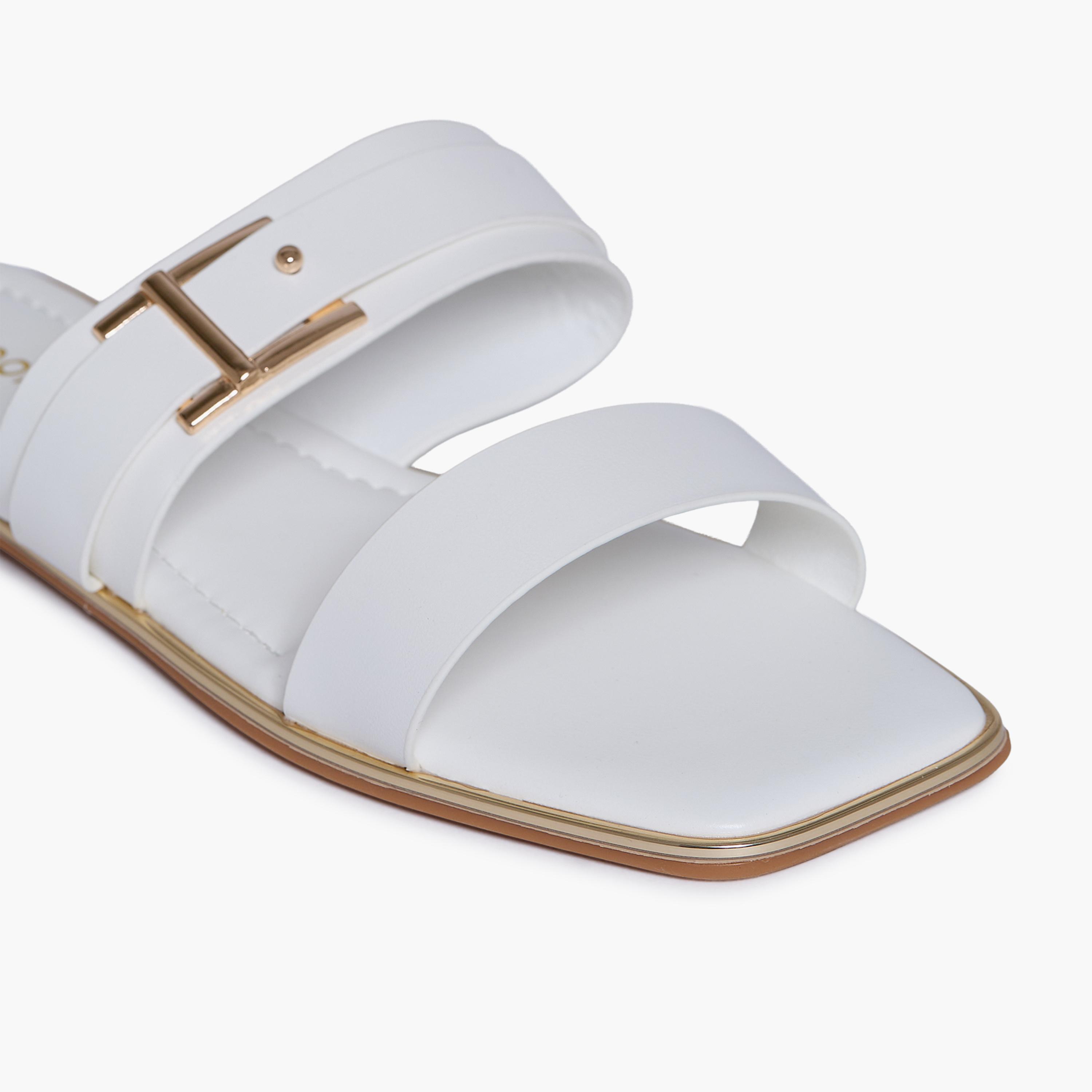 جيومني - صندل هولدي مسطح سهل الارتداء للنساء | BHK2419-21-WHITE-women-shoes-sandals-flats-image-2