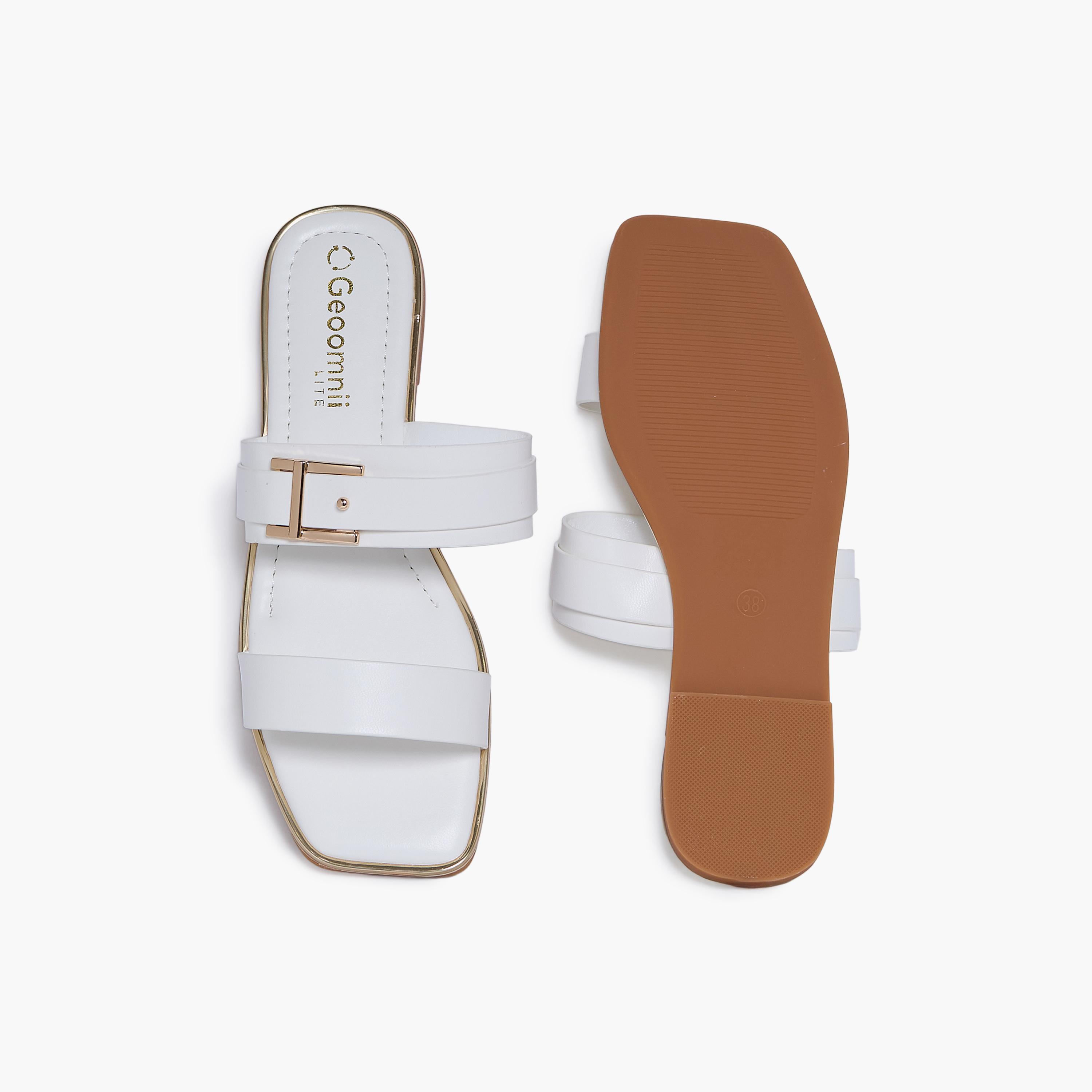 جيومني - صندل هولدي مسطح سهل الارتداء للنساء | BHK2419-21-WHITE-women-shoes-sandals-flats-image-3