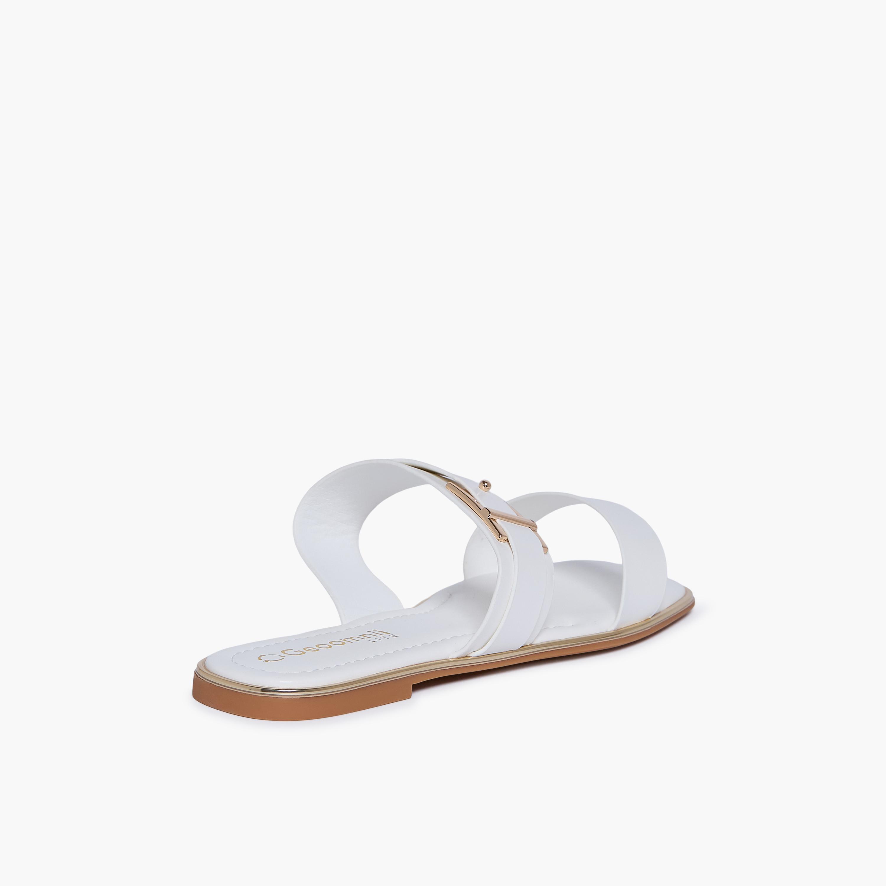 جيومني - صندل هولدي مسطح سهل الارتداء للنساء | BHK2419-21-WHITE-women-shoes-sandals-flats-image-5