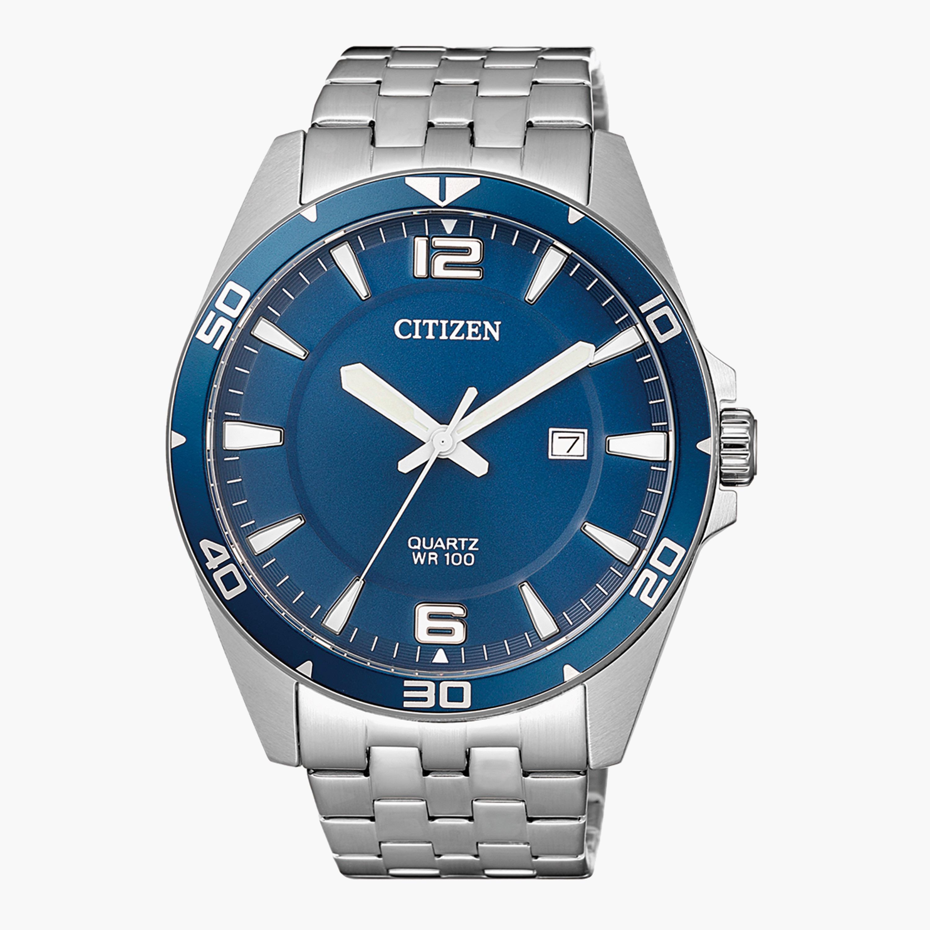 ساعة تناظرية فضيّة عرض التاريخ بحزام معدني للرجال من سيتيزن - BI5058 52L-men-watchesandjewellery-watches-image-1
