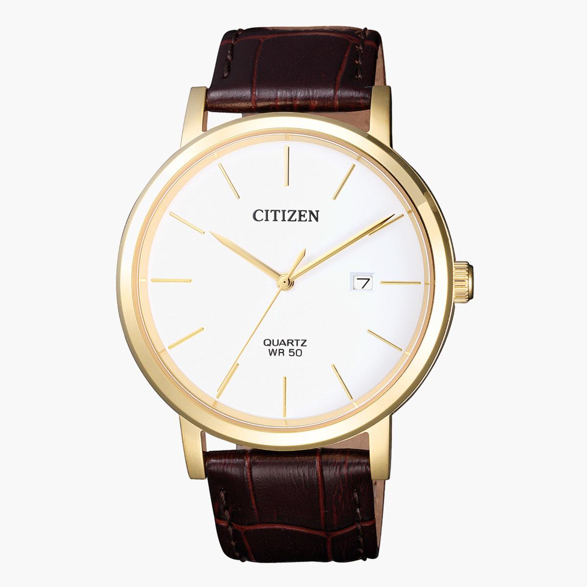 ساعة تناظرية بنيّة عرض التاريخ بحزام جلد للرجال من سيتيزن - BI5072 01A-men-watchesandjewellery-watches-image-1