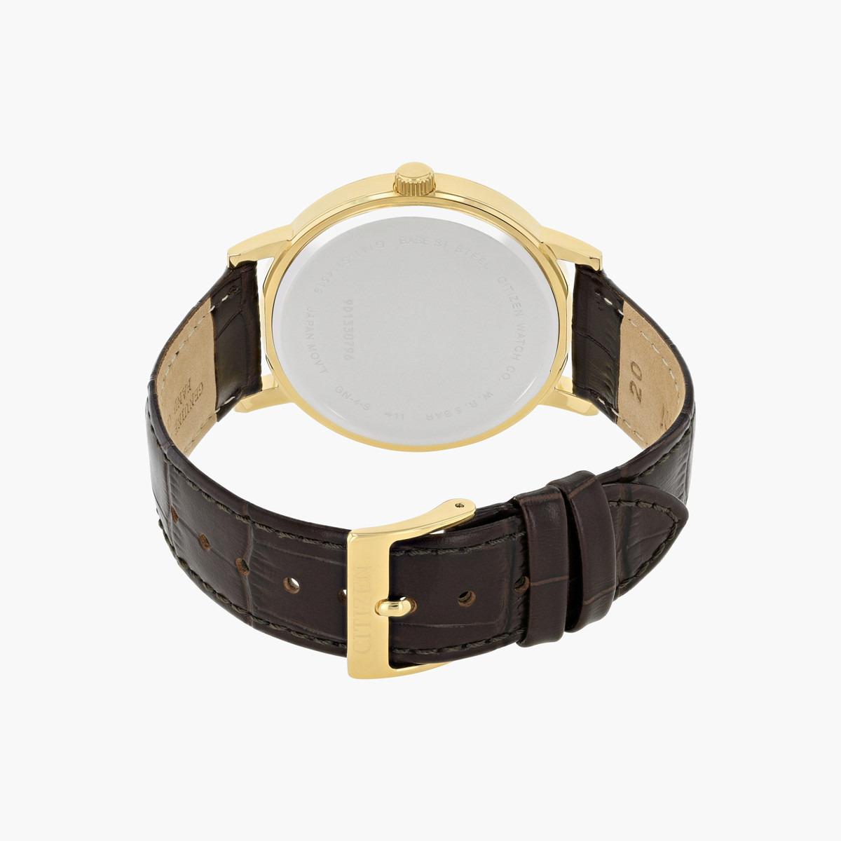 ساعة تناظرية بنيّة عرض التاريخ بحزام جلد للرجال من سيتيزن - BI5072 01A-men-watchesandjewellery-watches-image-2