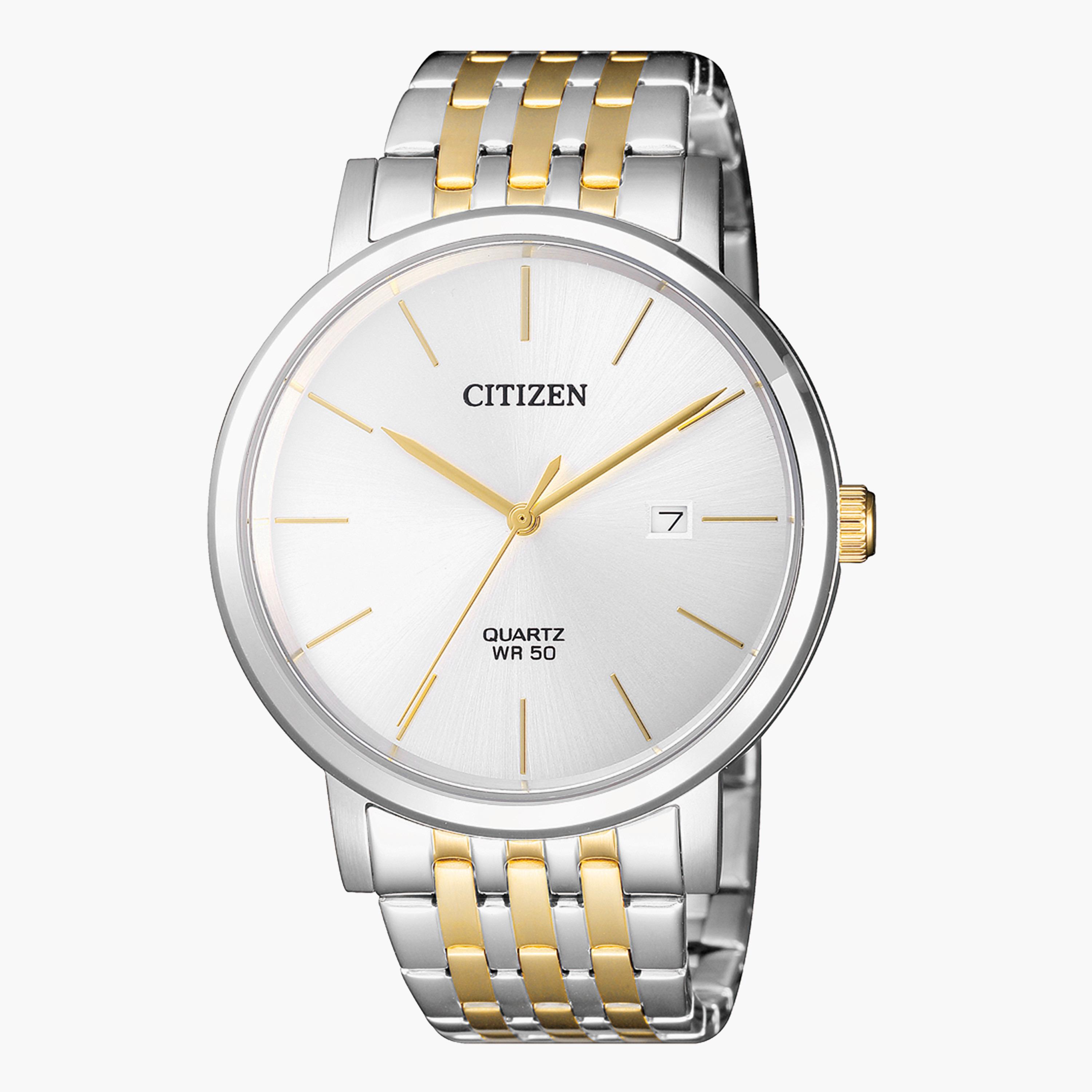 ساعة تناظرية فضيّة وذهبية بحزام معدني للرجال من سيتيزن - BI5074 56A-men-watchesandjewellery-watches-image-1