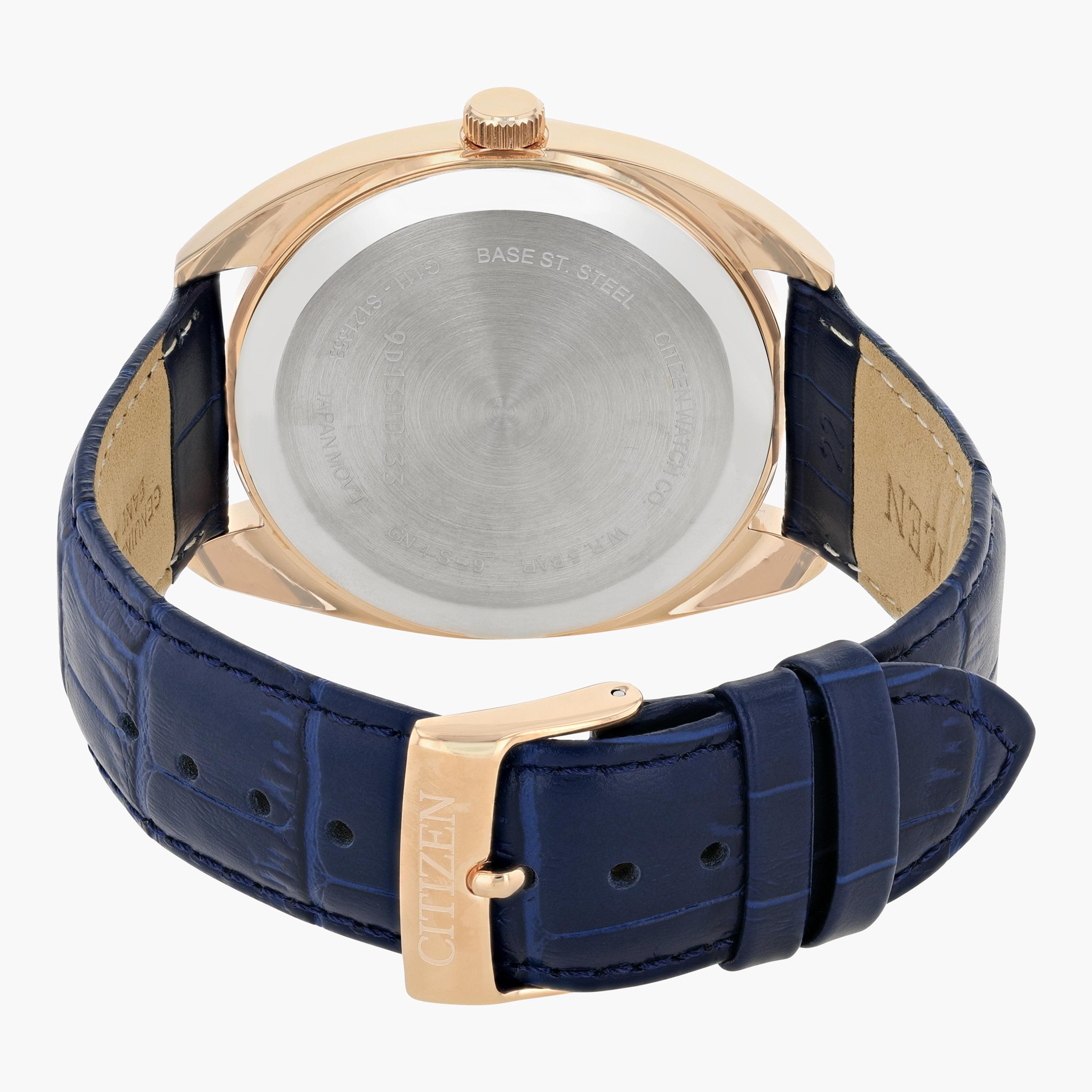 ساعة تناظرية زرقاء عرض التاريخ بحزام جلد للرجال من سيتيزن - BI5093 01L-men-watchesandjewellery-watches-image-2