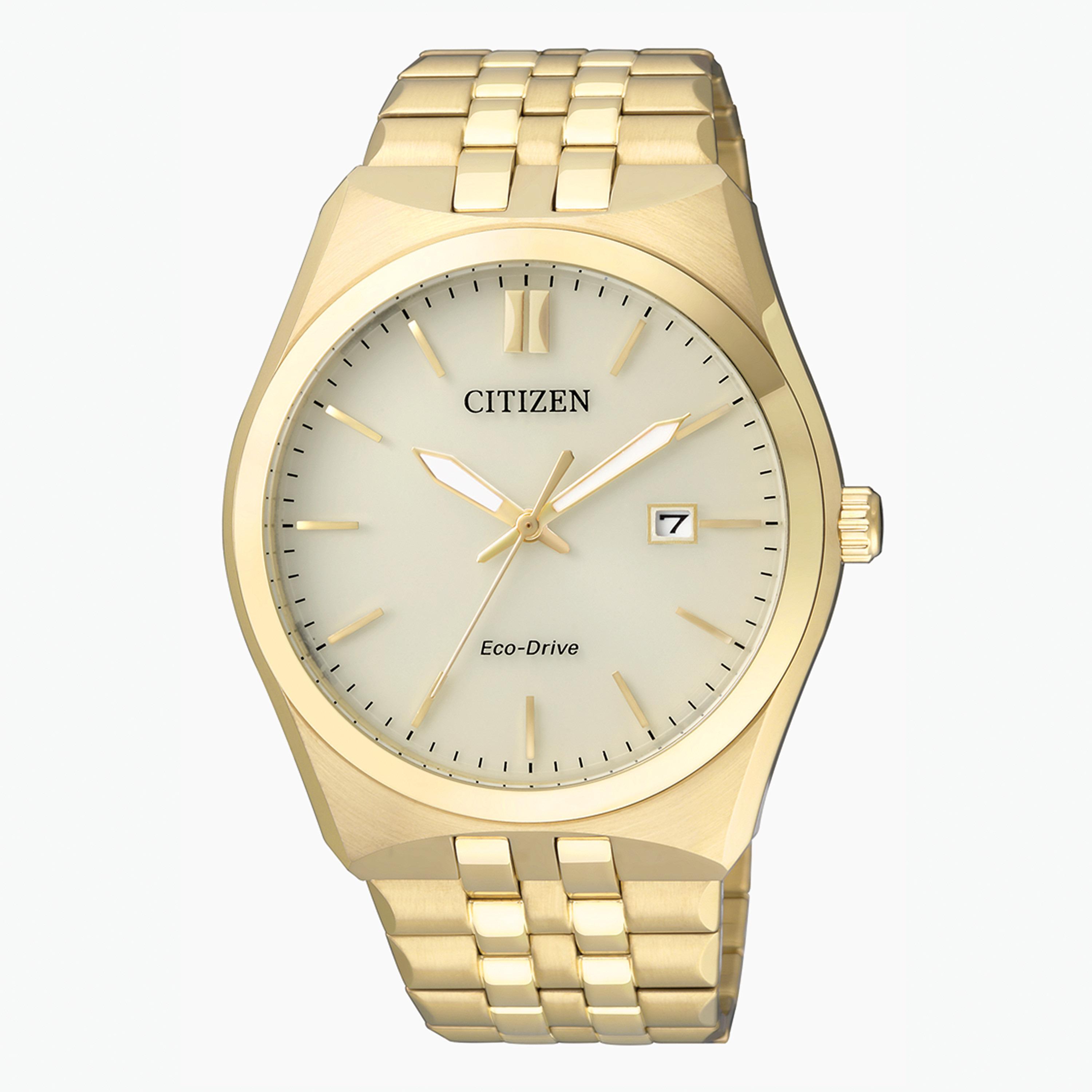 ساعة تناظرية ذهبية إيكو درايف بحزام معدني للرجال من سيتيزن - BM7332 61P-men-watchesandjewellery-watches-image-1