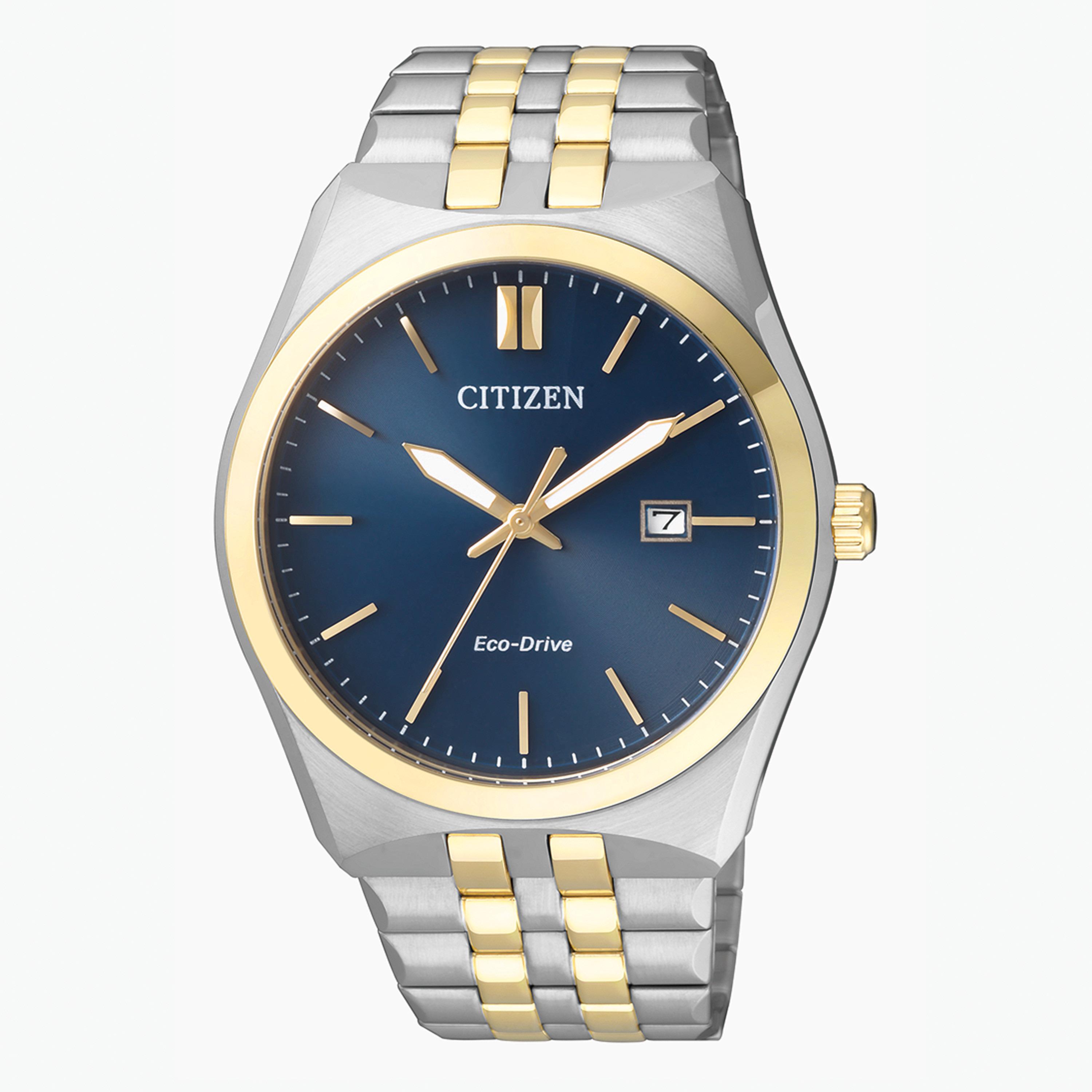 ساعة تناظرية فضيّة/ ذهبية إيكو درايف بحزام معدني للرجال من سيتيزن - BM733466L-men-watchesandjewellery-watches-image-1