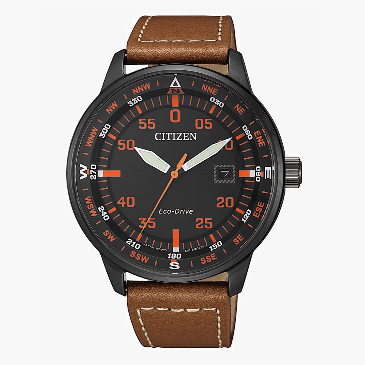 ساعة تناظرية بنيّة إيكو درايف بحزام معدني للرجال من سيتيزن - BM7395 11E-men-watchesandjewellery-watches-image-1