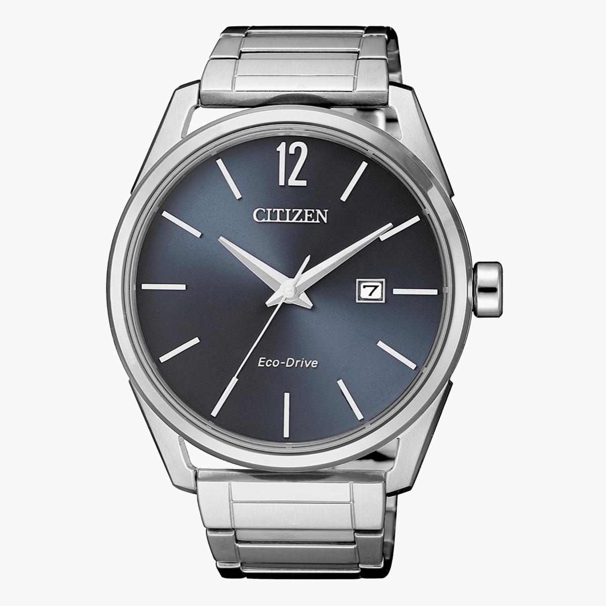 ساعة تناظرية فضيّة إيكو درايف بحزام معدني للرجال من سيتيزن - BM7411 83H-men-watchesandjewellery-watches-image-1
