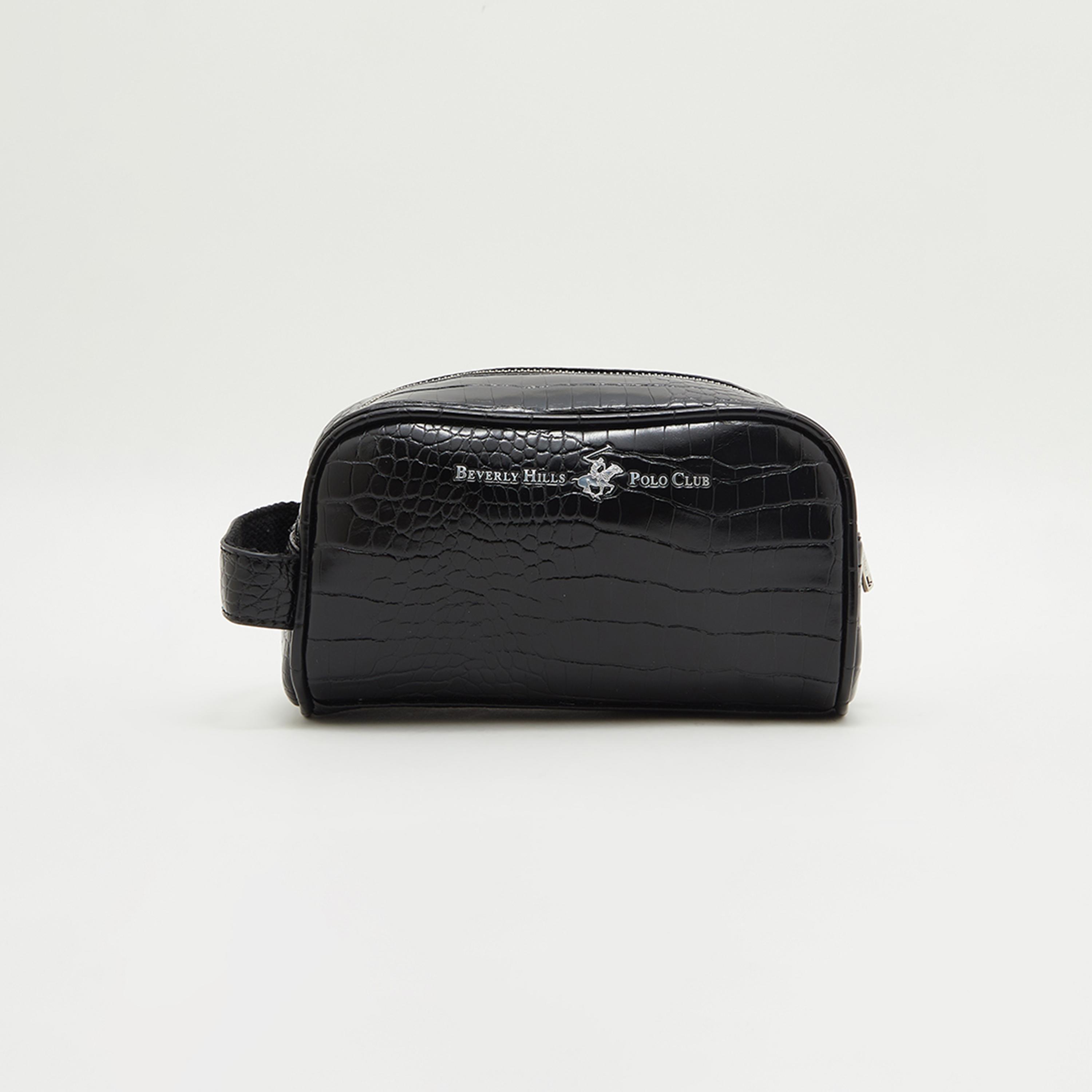 Beverly Hills Polo Club Textured Toiletry Pouch with Wrist Grab Handle-men-bags-image-1