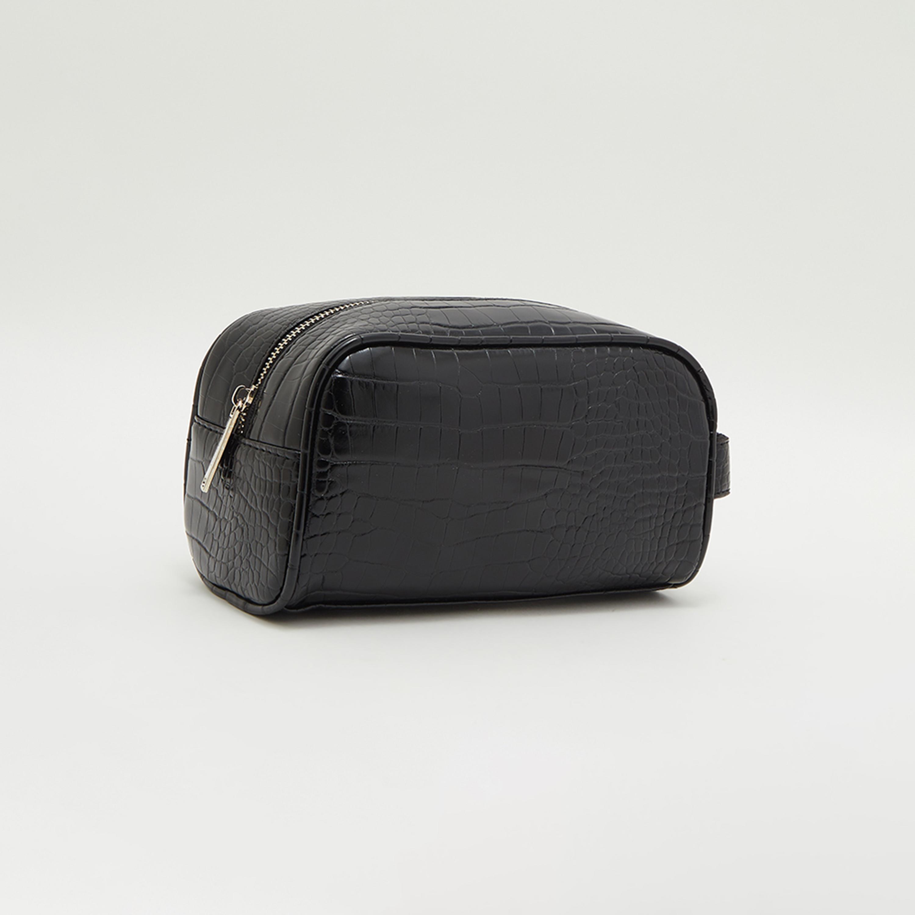 Beverly Hills Polo Club Textured Toiletry Pouch with Wrist Grab Handle-men-bags-image-2