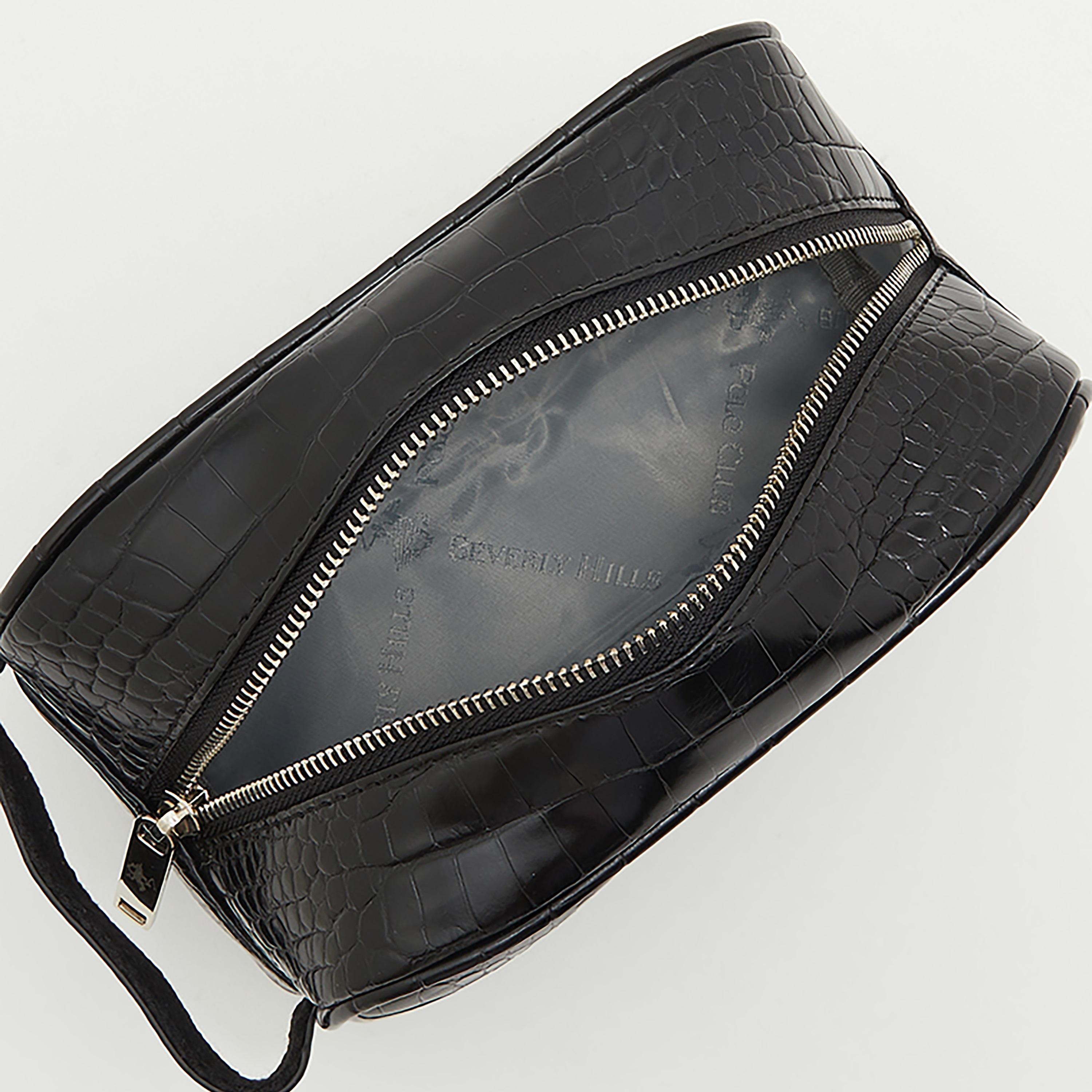 Beverly Hills Polo Club Textured Toiletry Pouch with Wrist Grab Handle-men-bags-image-3