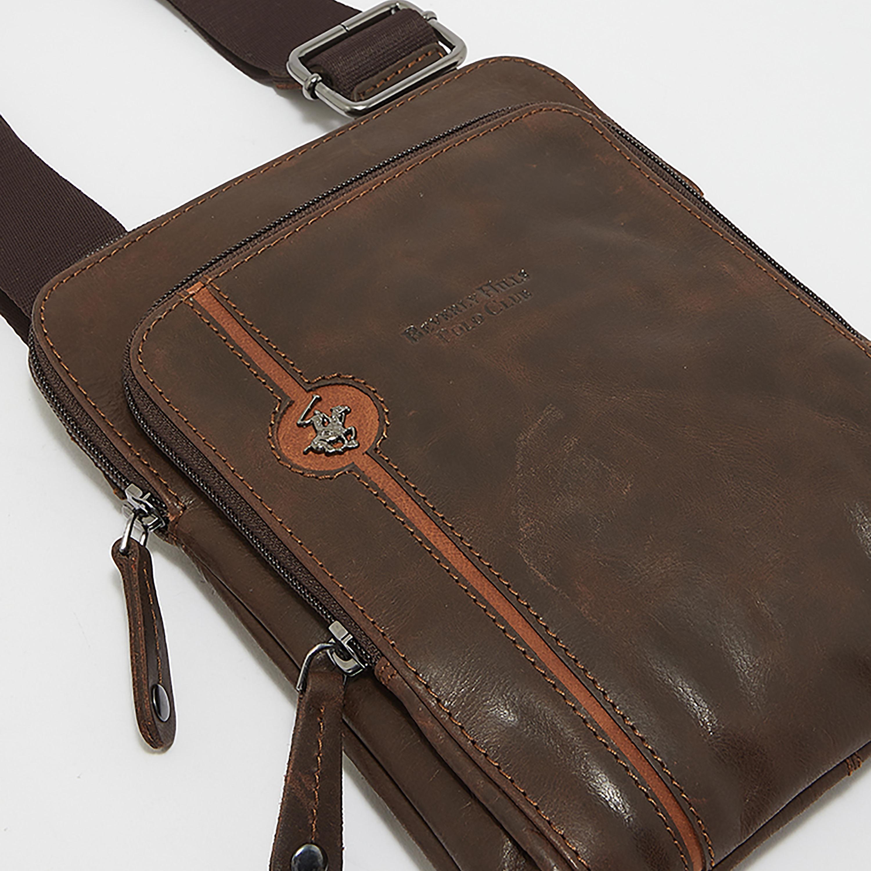 Beverly Hills Polo Club Plain Messenger Bag with Adjustable Shoulder Strap-men-bags-image-4
