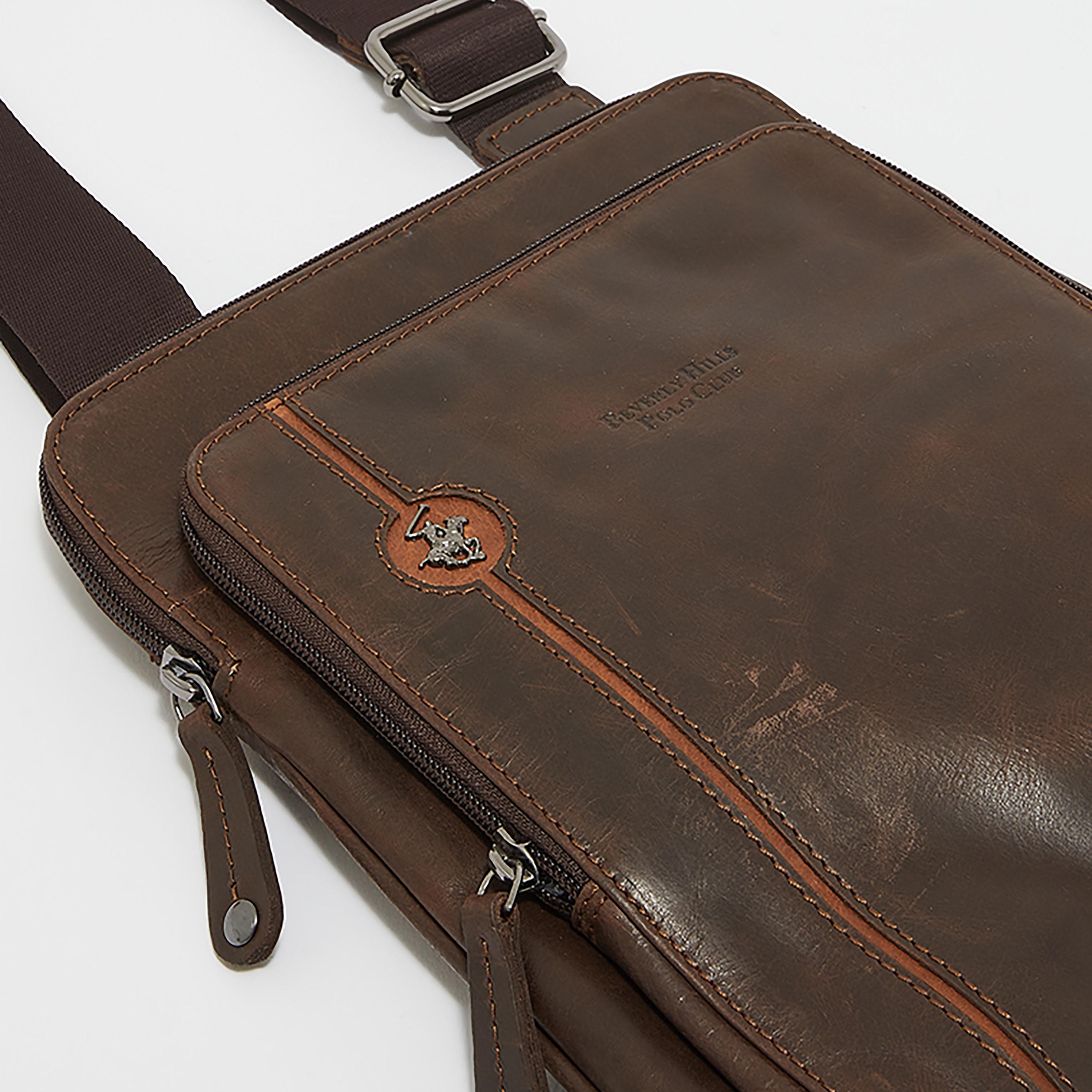 Beverly Hills Polo Club Plain Messenger Bag with Adjustable Shoulder Strap-men-bags-image-4