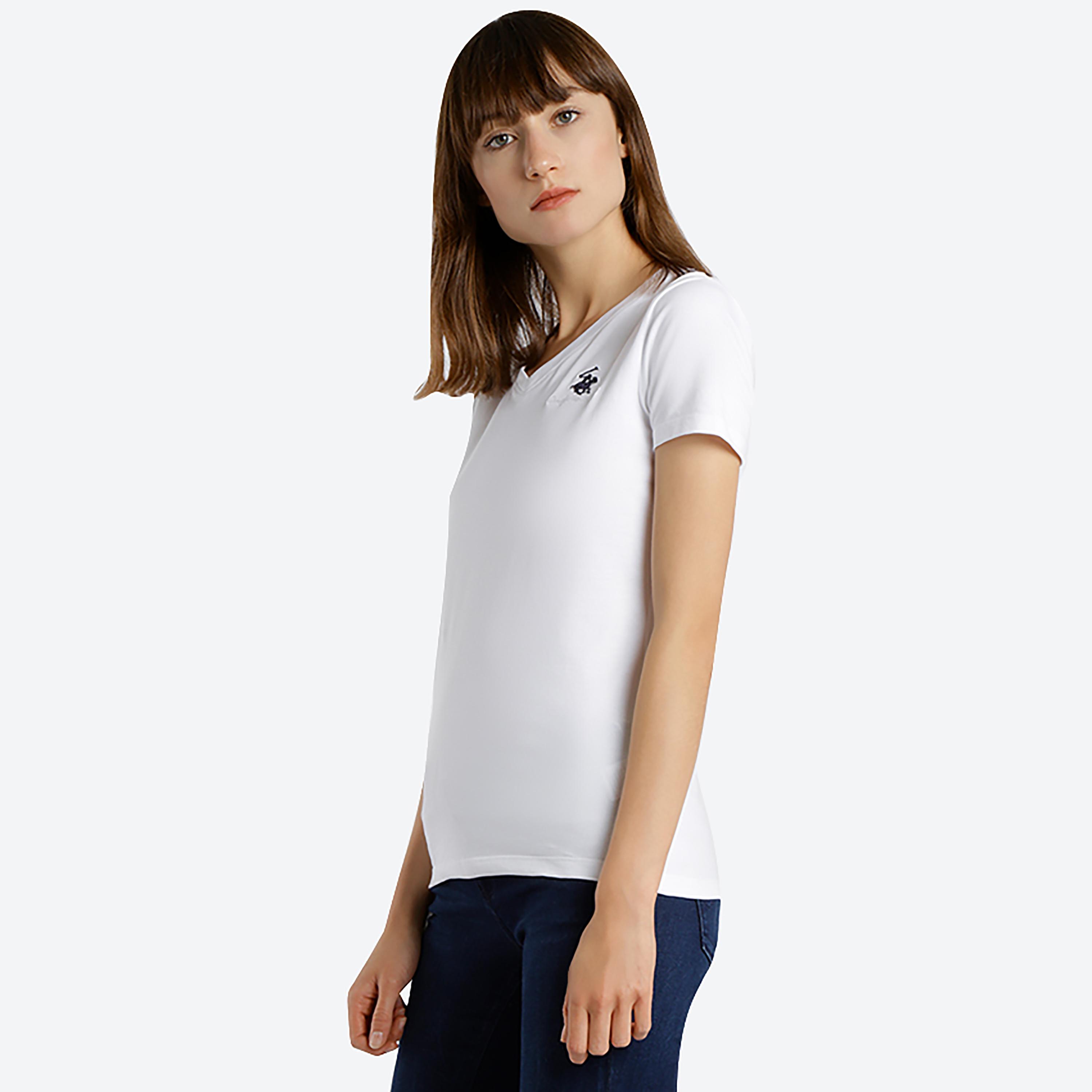 تي شرت سادة برقبة على شكل حرفv وأكمام قصيرة من بيفرلي هيلز بولو كلوب-women-clothing-tshirts-image-7