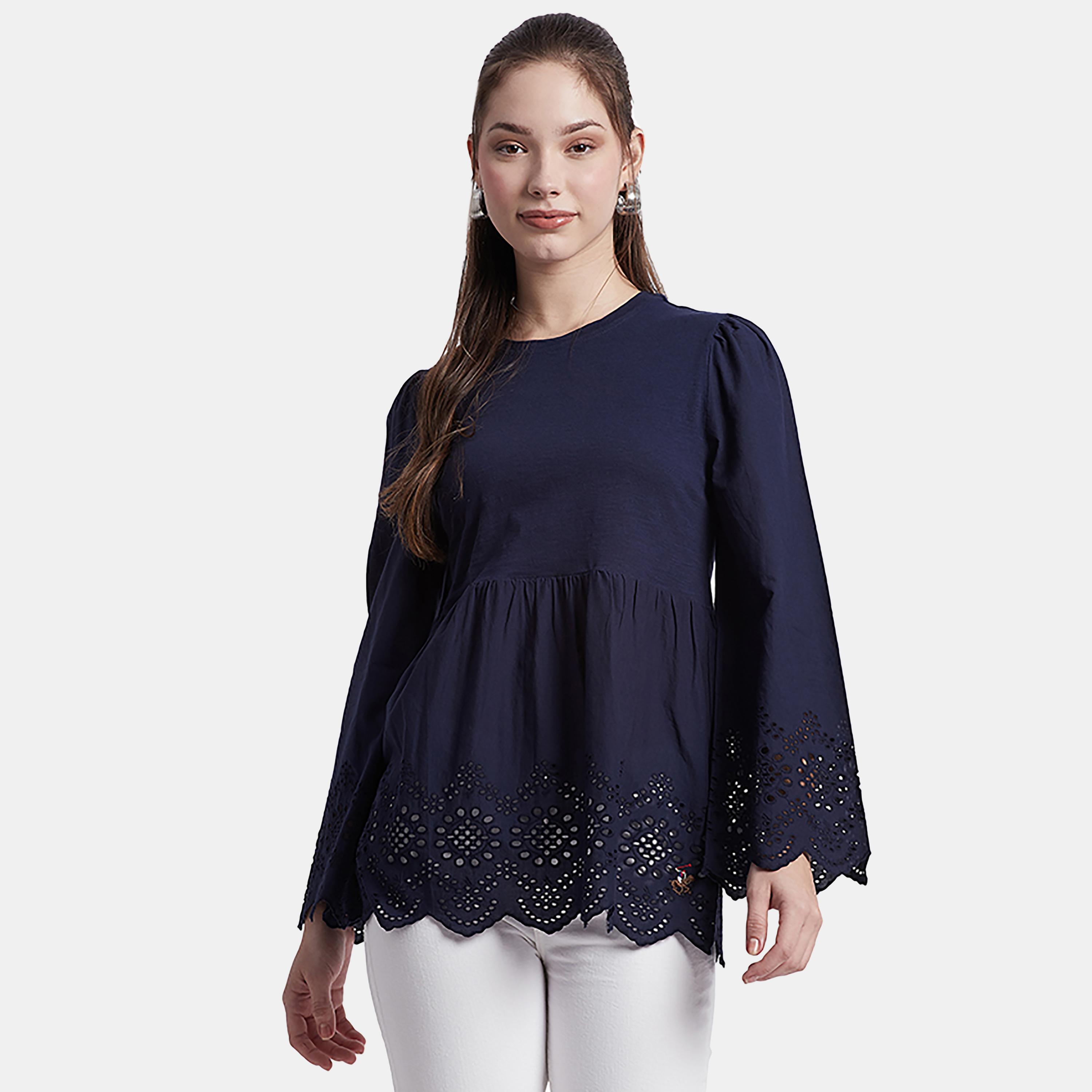 بلوزة شيفلي المزركشة برقبة دائرية وأكمام طويلة من بيفرلي هيلز بولو كلوب-women-clothing-shirtsandblouses-blouses-image-1