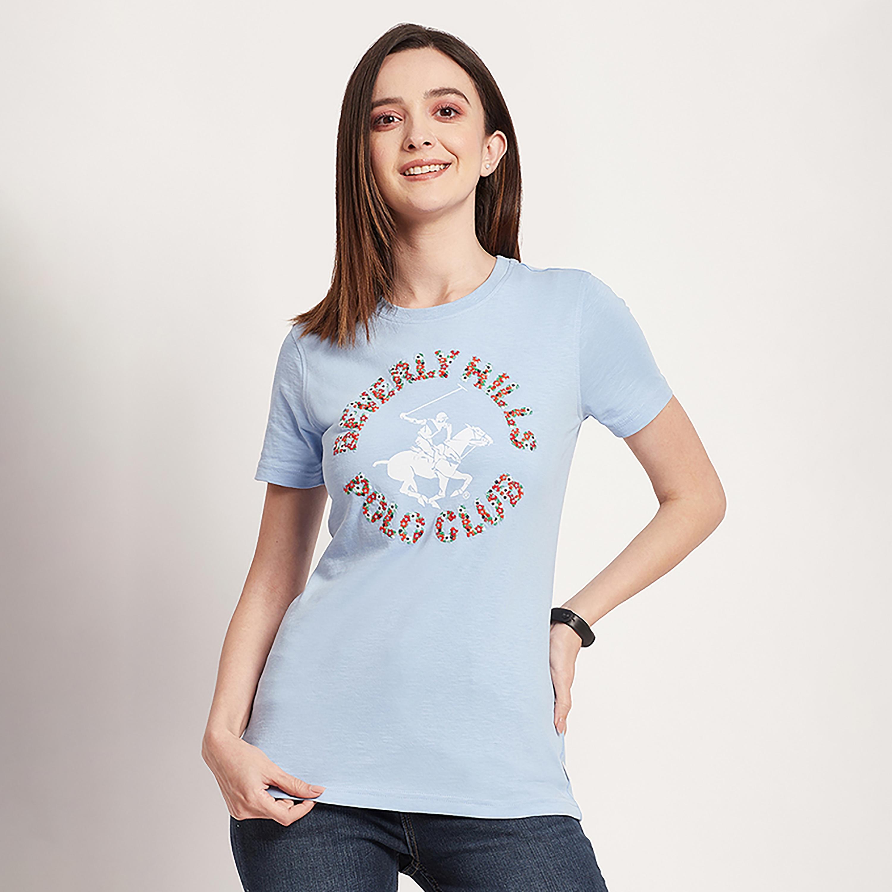 تي شيرت بيفرلي هيلز بولو كلوب بياقة مستديرة وأكمام قصيرة مع شعار بطبعات-women-clothing-tshirts-image-1