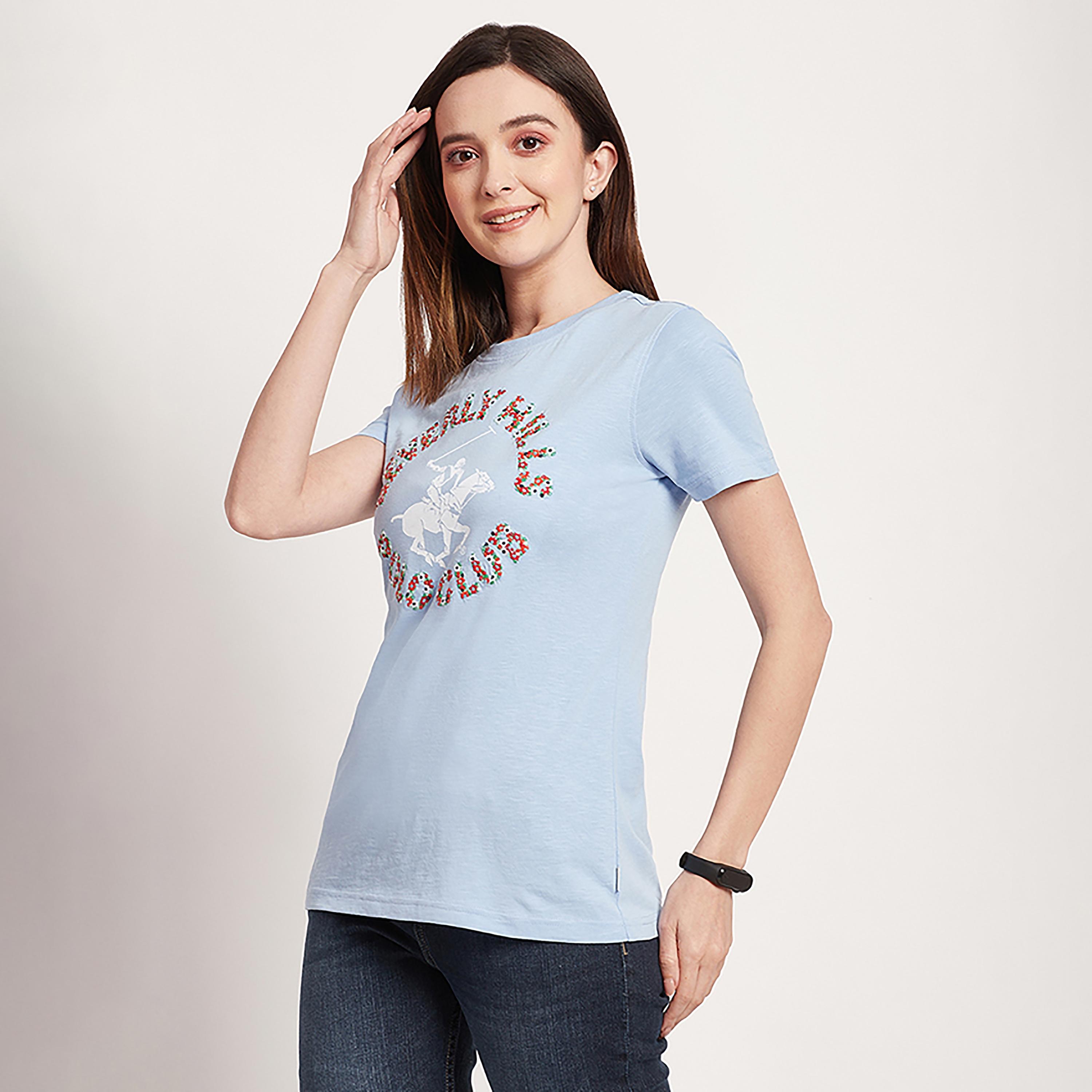 تي شيرت بيفرلي هيلز بولو كلوب بياقة مستديرة وأكمام قصيرة مع شعار بطبعات-women-clothing-tshirts-image-2