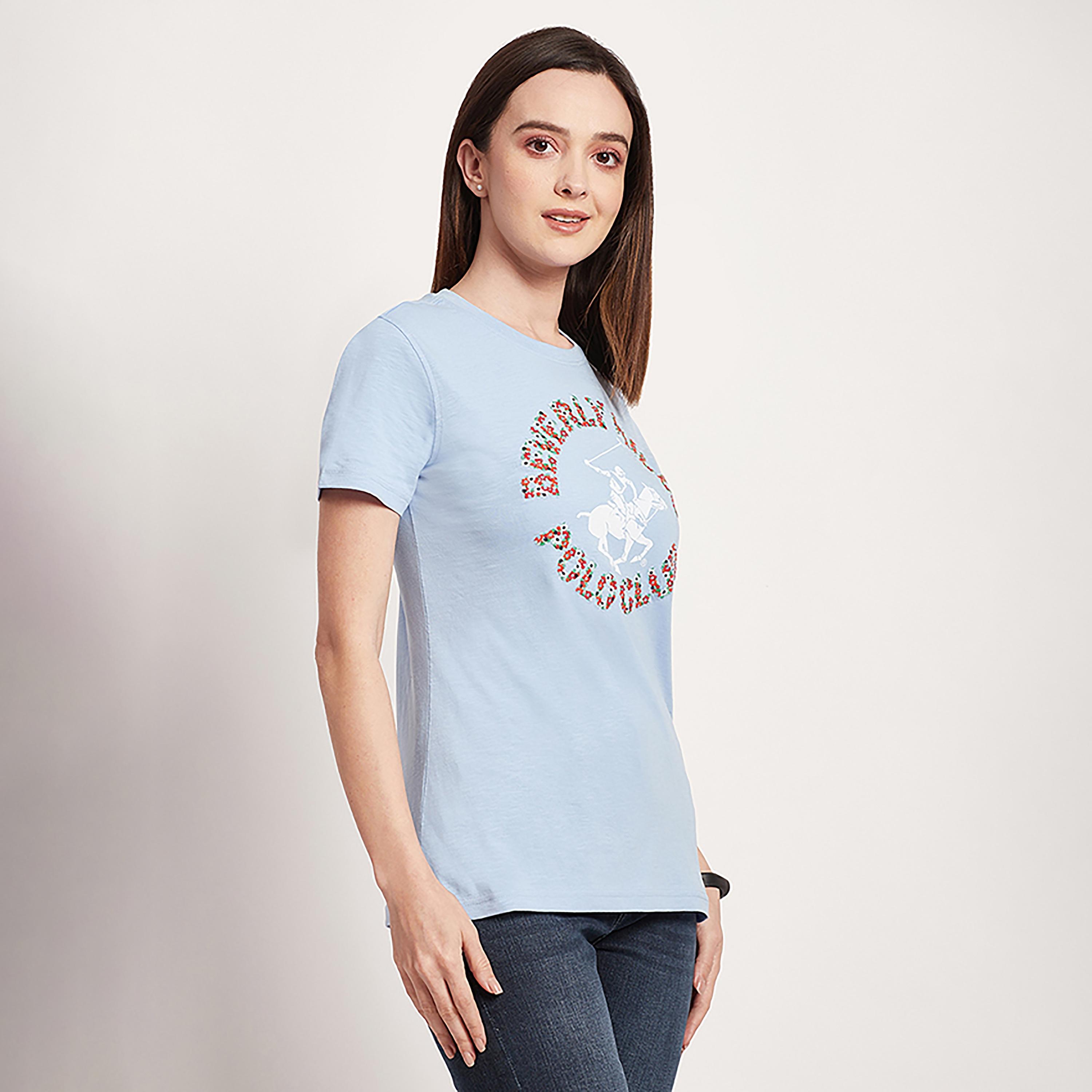 تي شيرت بيفرلي هيلز بولو كلوب بياقة مستديرة وأكمام قصيرة مع شعار بطبعات-women-clothing-tshirts-image-3