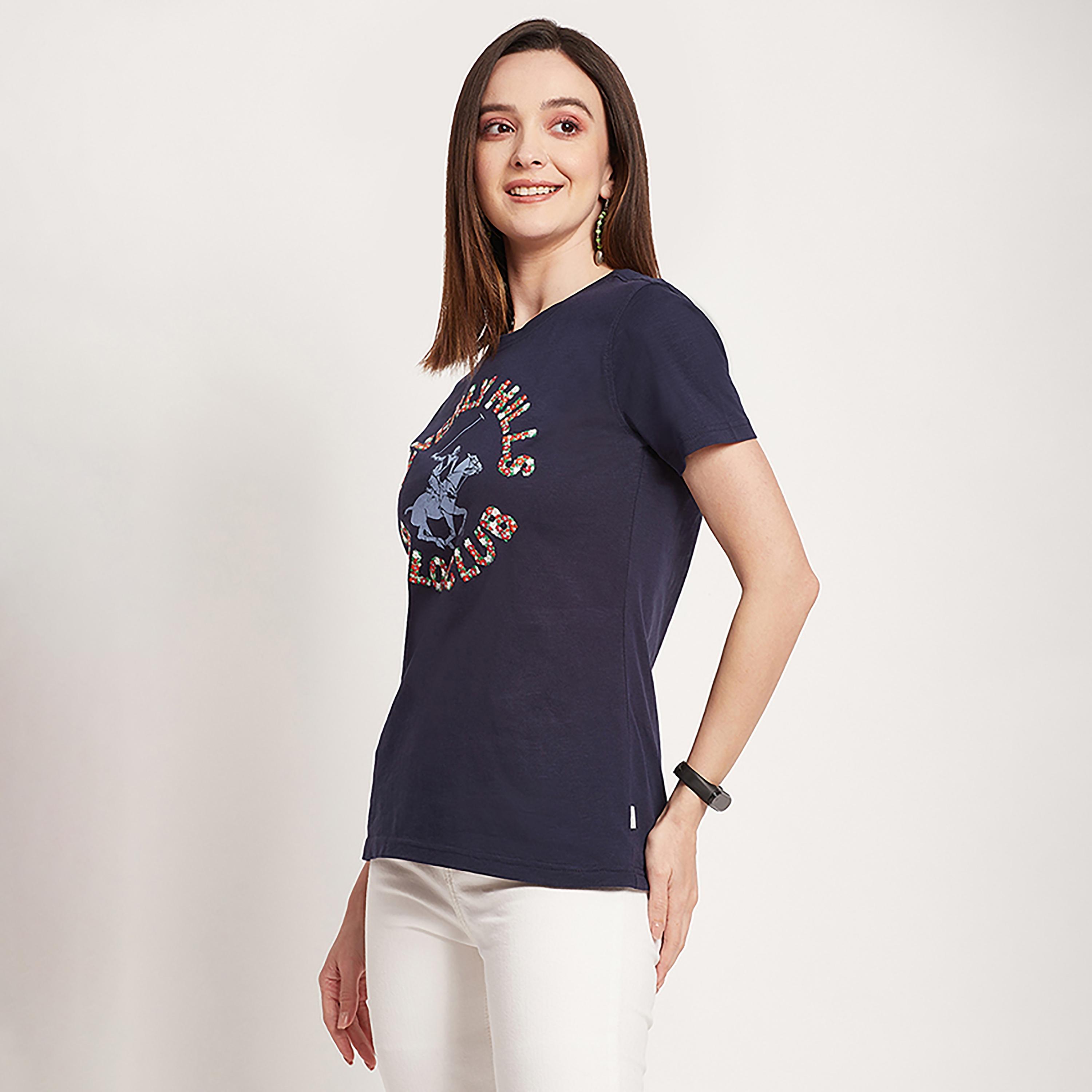 تي شيرت بيفرلي هيلز بولو كلوب بياقة مستديرة وأكمام قصيرة مع شعار بطبعات-women-clothing-tshirts-image-6