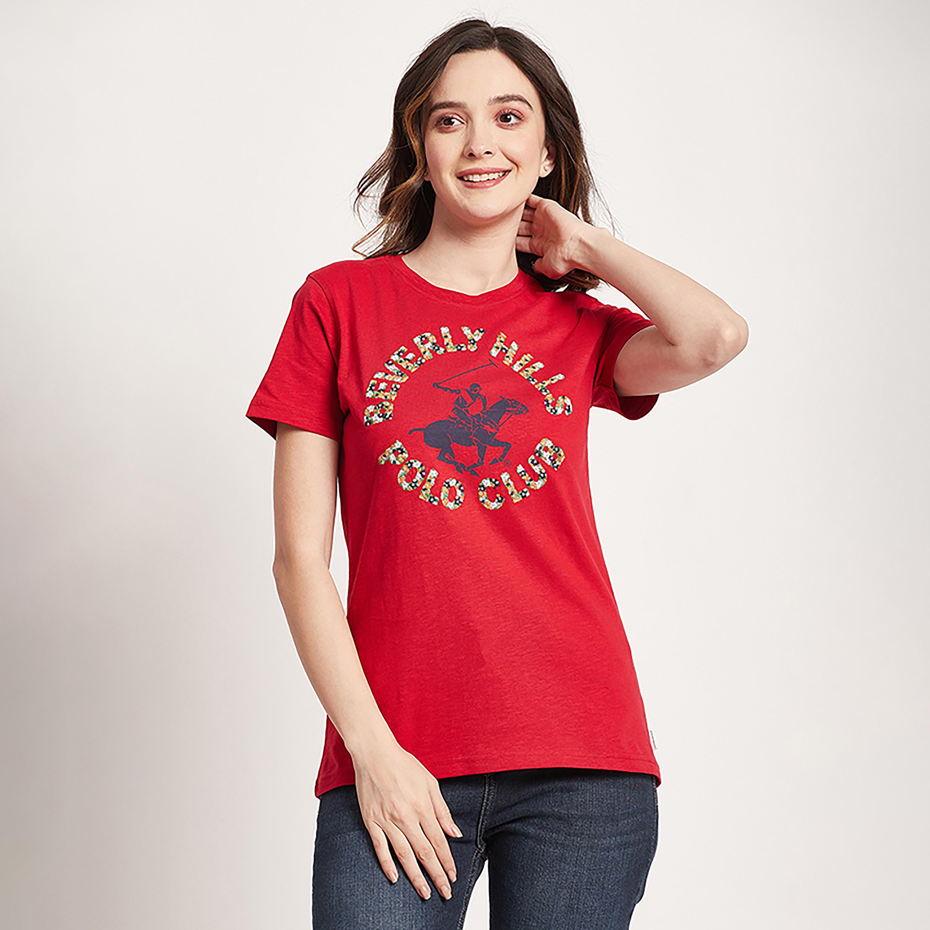 تي شيرت بيفرلي هيلز بولو كلوب بياقة مستديرة وأكمام قصيرة مع شعار بطبعات-women-clothing-tshirts-image-9