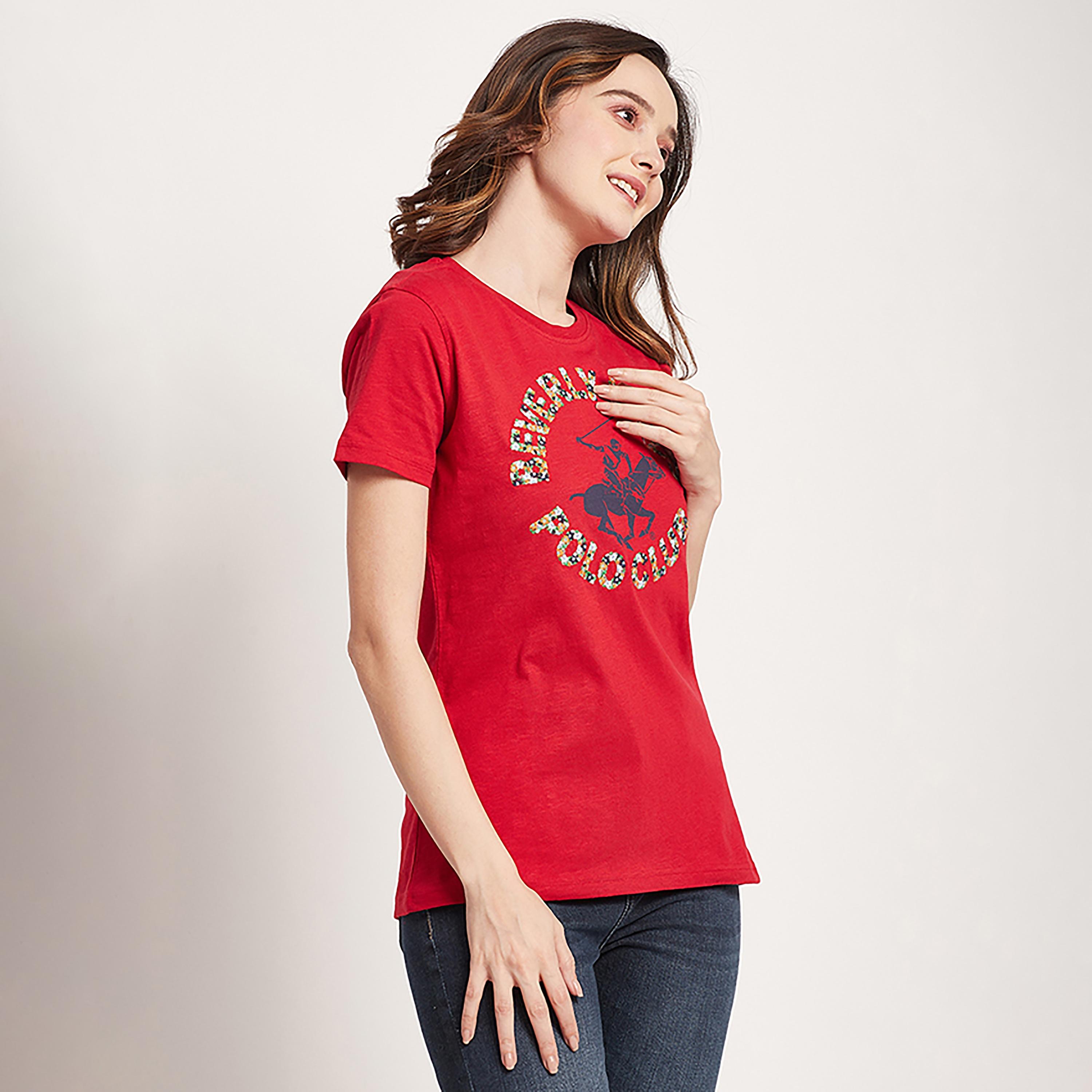 تي شيرت بيفرلي هيلز بولو كلوب بياقة مستديرة وأكمام قصيرة مع شعار بطبعات-women-clothing-tshirts-image-11