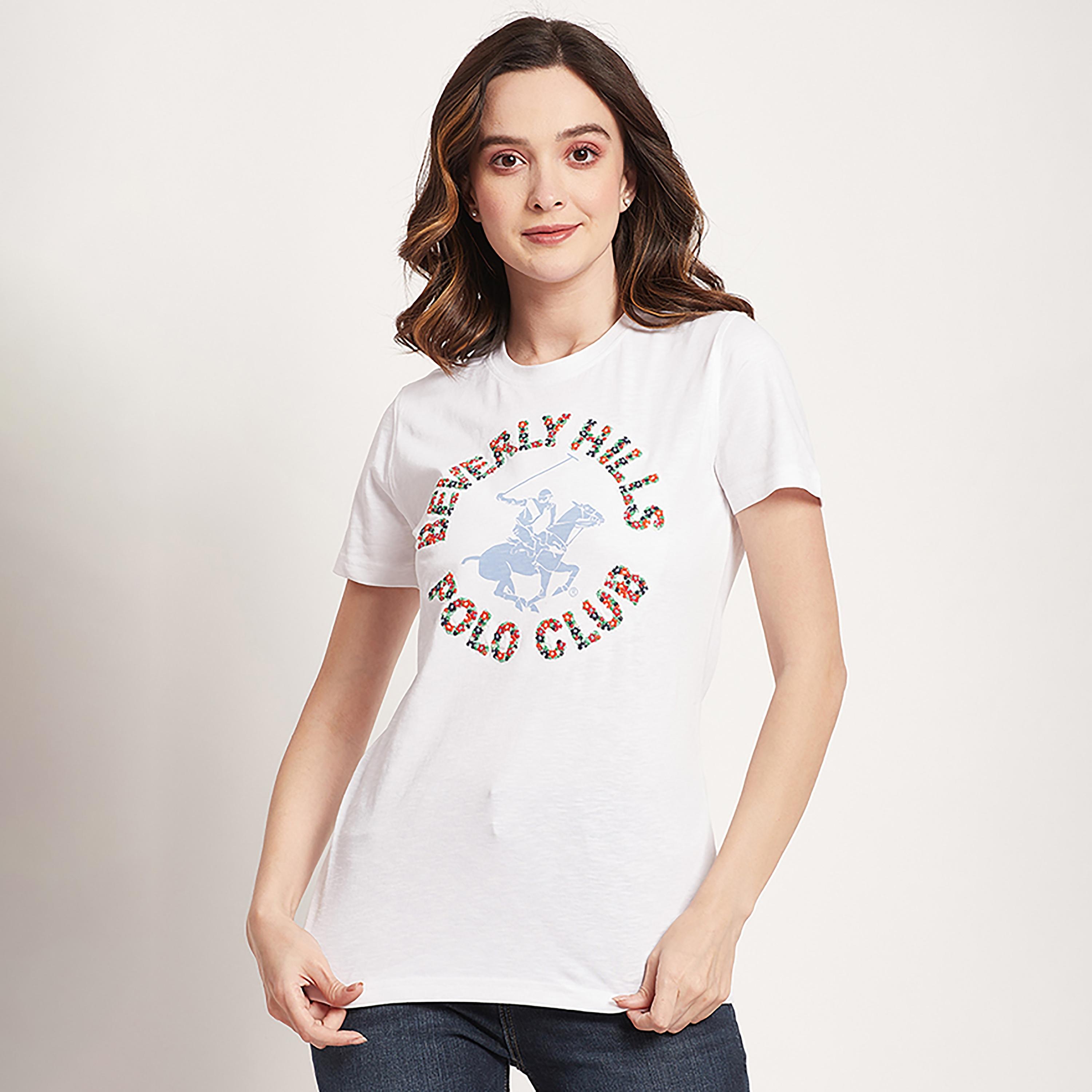 تي شيرت بيفرلي هيلز بولو كلوب بياقة مستديرة وأكمام قصيرة مع شعار بطبعات-women-clothing-tshirts-image-13