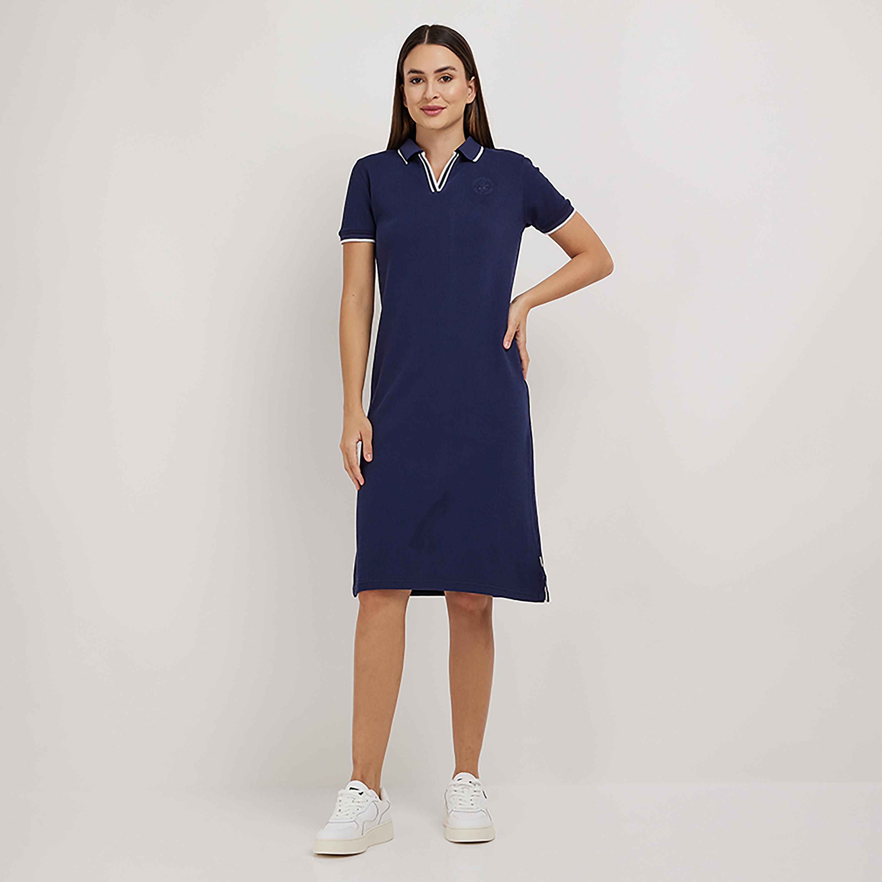 فستان تي شيرت بطول الركبة مع ياقة ذو منسوج بماركة من بيفرلي هيلز بولو كلوب-women-clothing-dresses-image-1