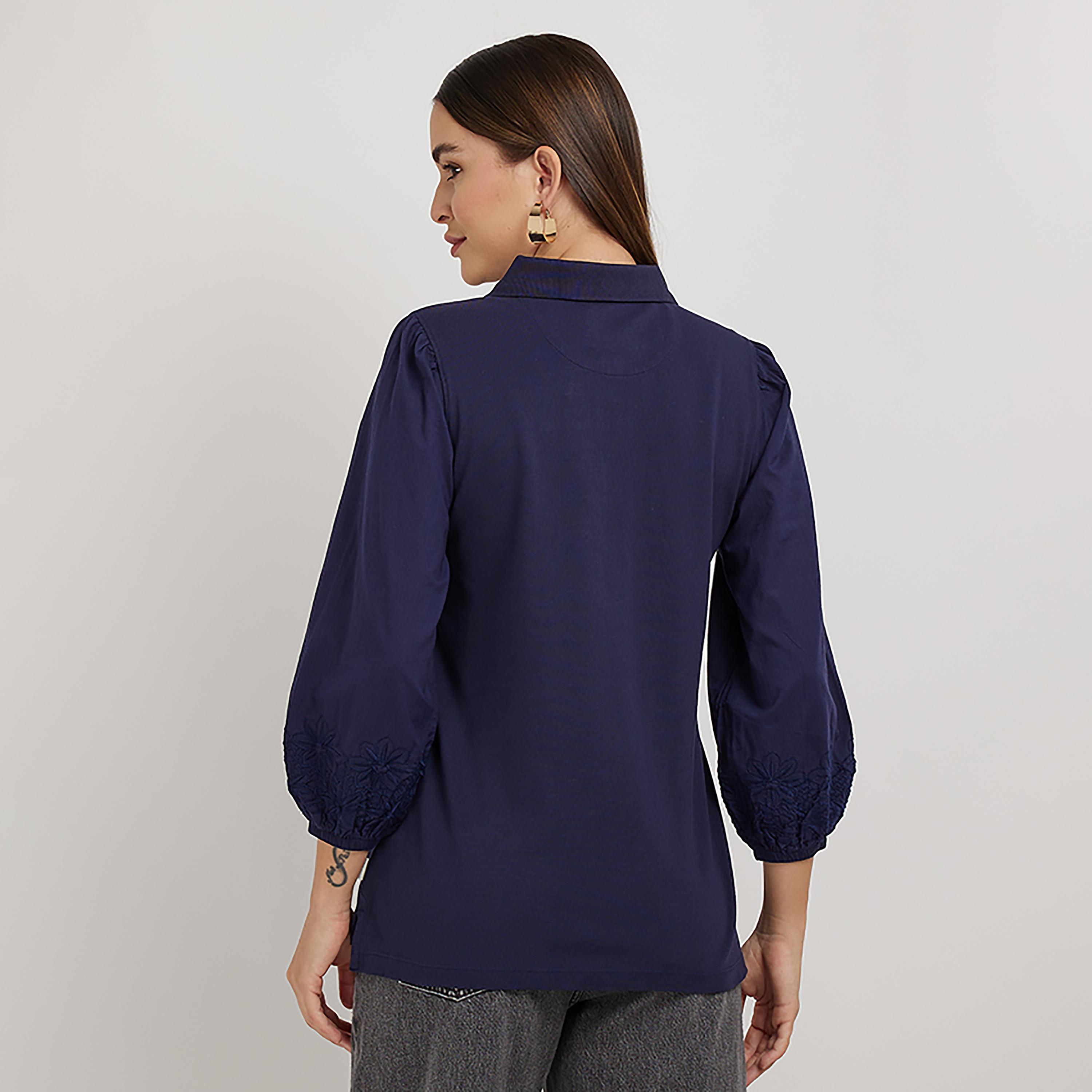 Beverly Hills Polo Club Embroidered Collared Three-Quarter Sleeves Top-PROMO_CP_BHPC_101125-image-3