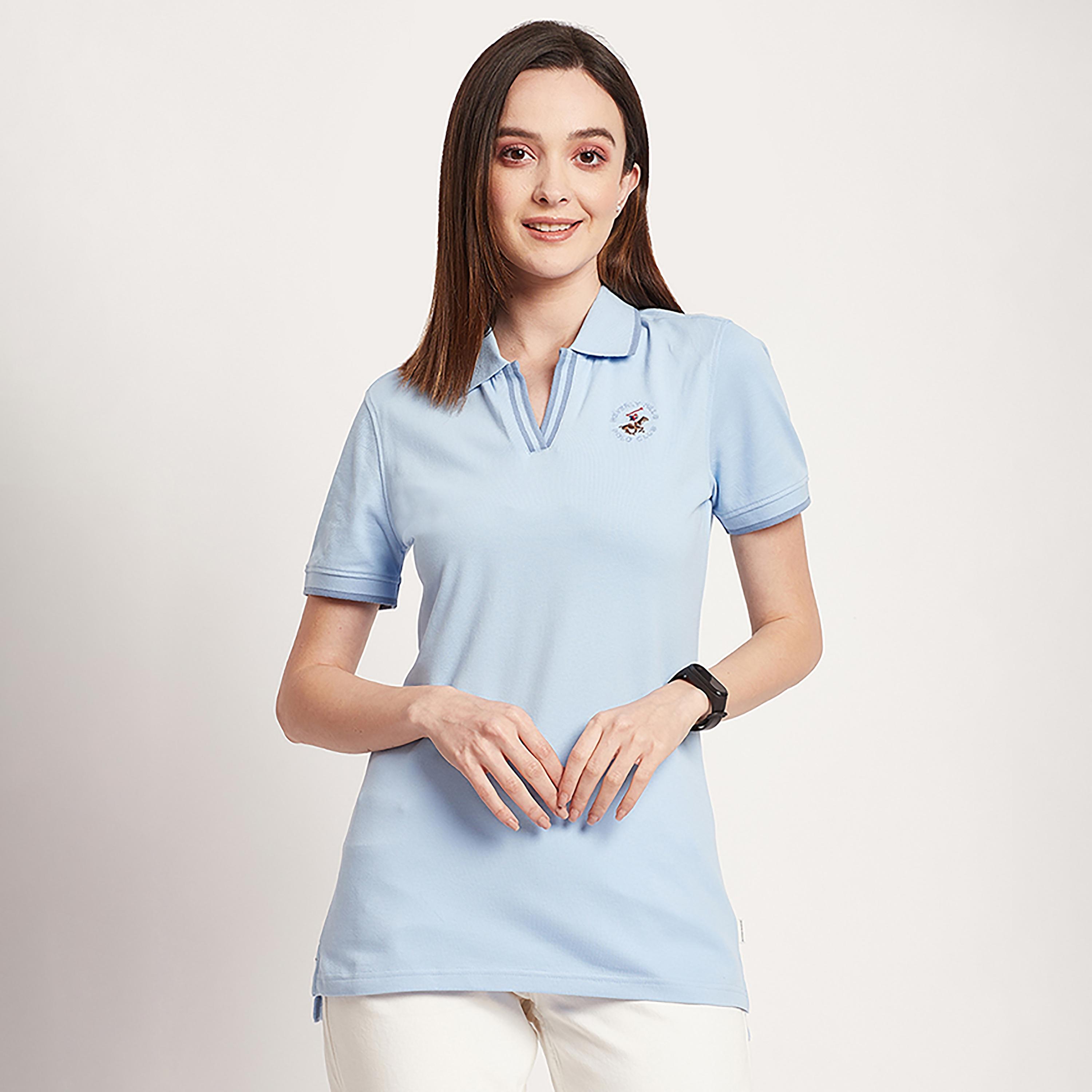 تي شيرت بولو من بيفرلي هيلز بولو كلوب بأكمام قصيرة مع شعار-women-clothing-tshirts-image-1