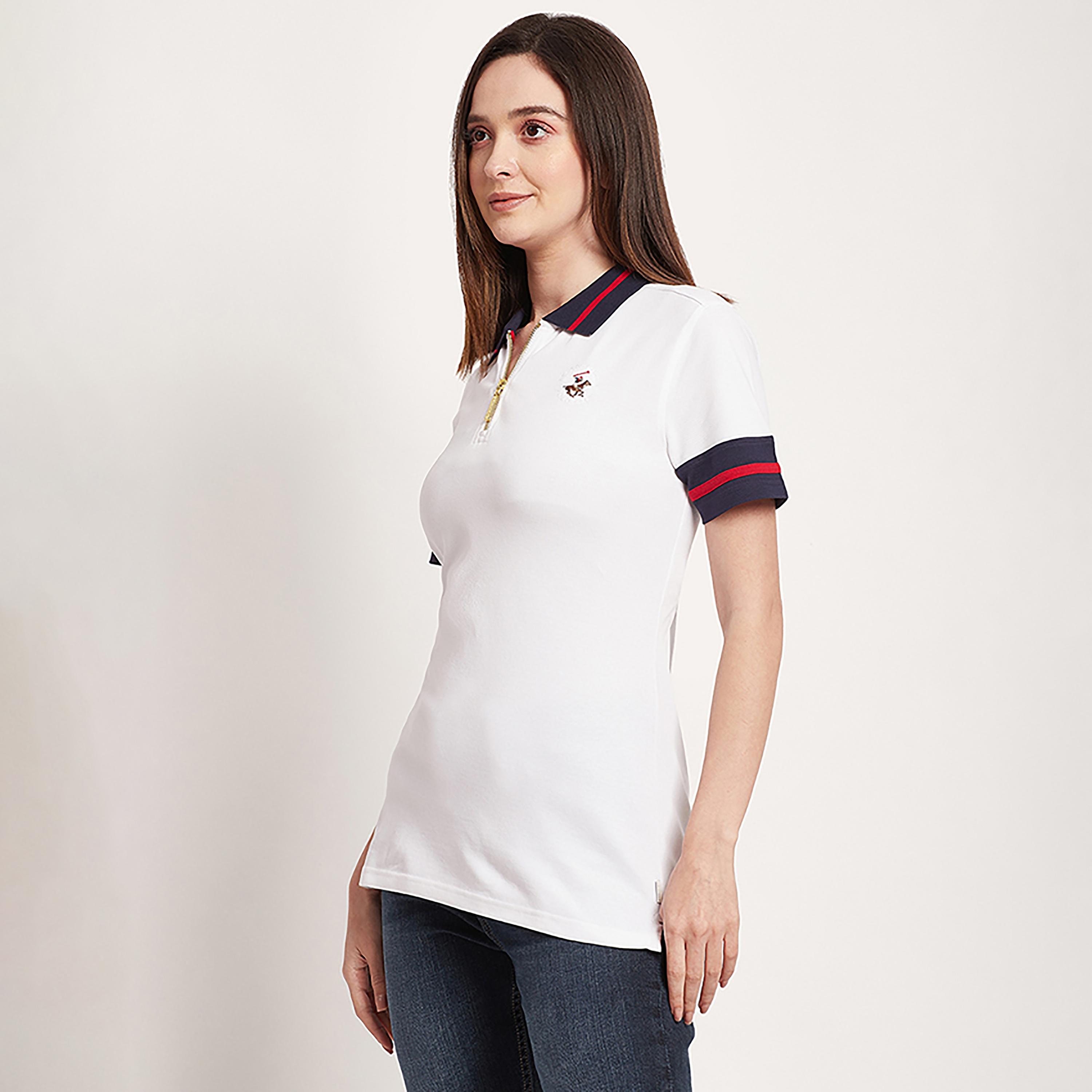 تي شيرت بولو من بيفرلي هيلز بولو كلوب بأكمام قصيرة ونصف سحاب مع شعار-women-clothing-tshirts-image-2