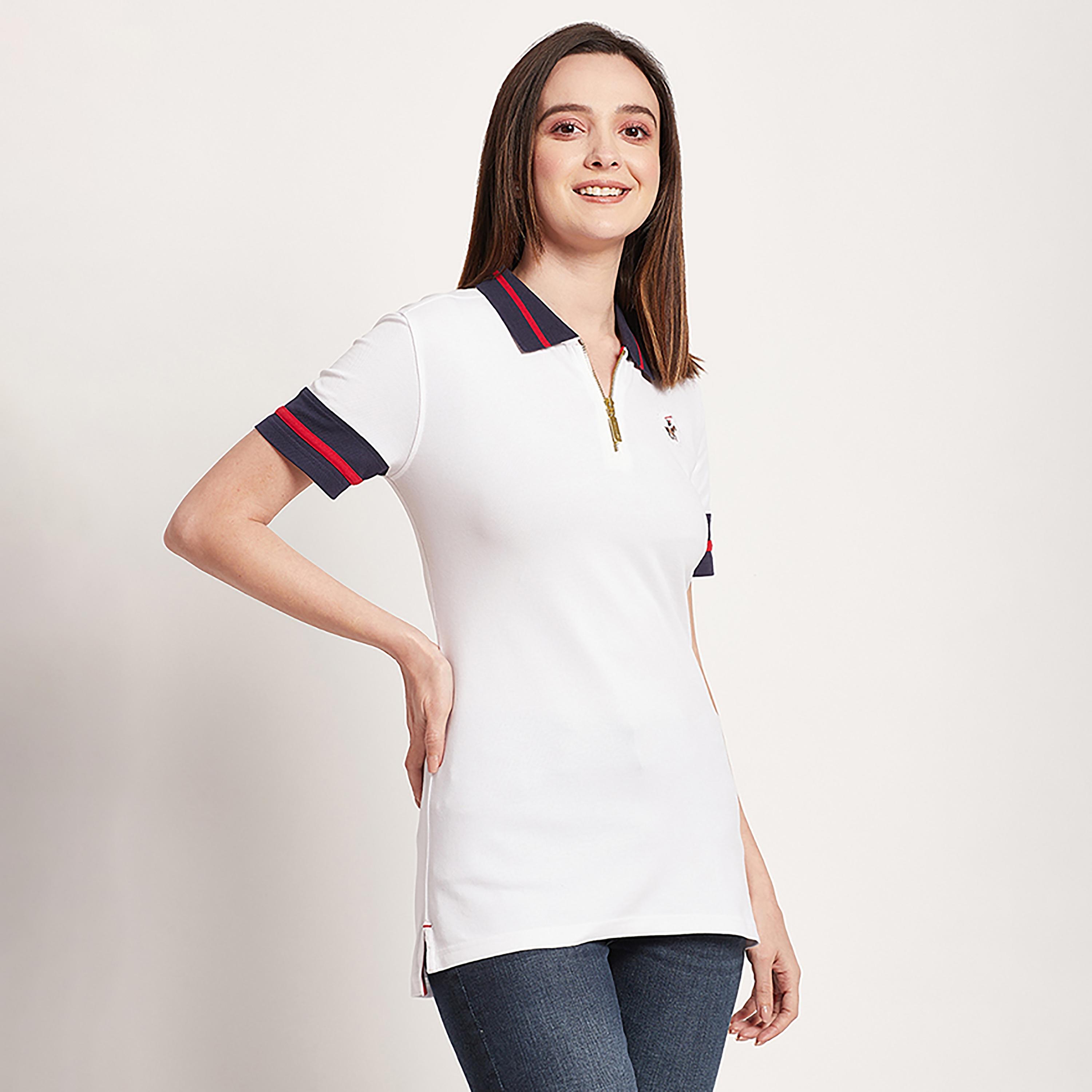 تي شيرت بولو من بيفرلي هيلز بولو كلوب بأكمام قصيرة ونصف سحاب مع شعار-women-clothing-tshirts-image-3