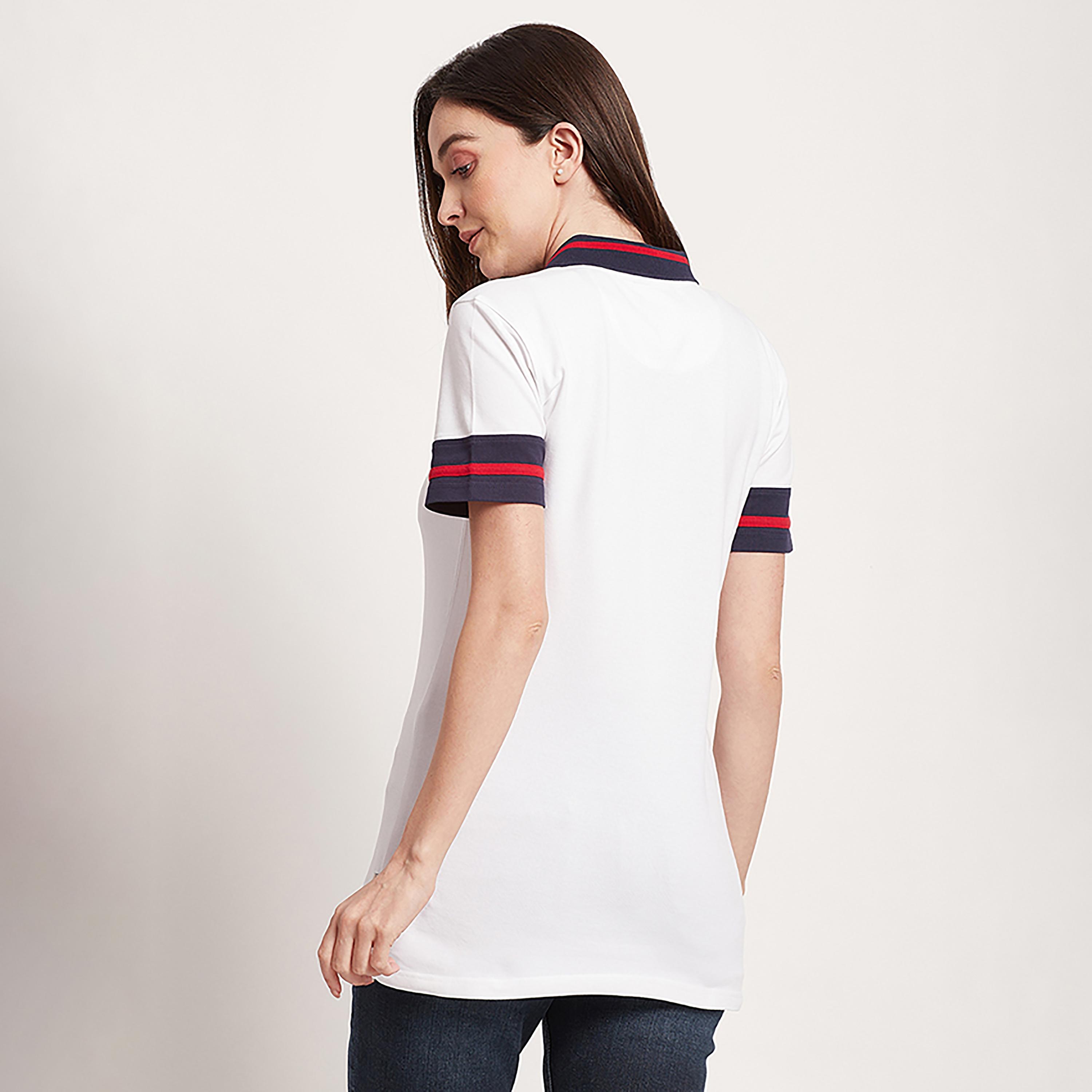 Beverly Hills Polo Club Logo Short Sleeves Half Zipped Polo T-Shirt-women-clothing-tshirts-image-4