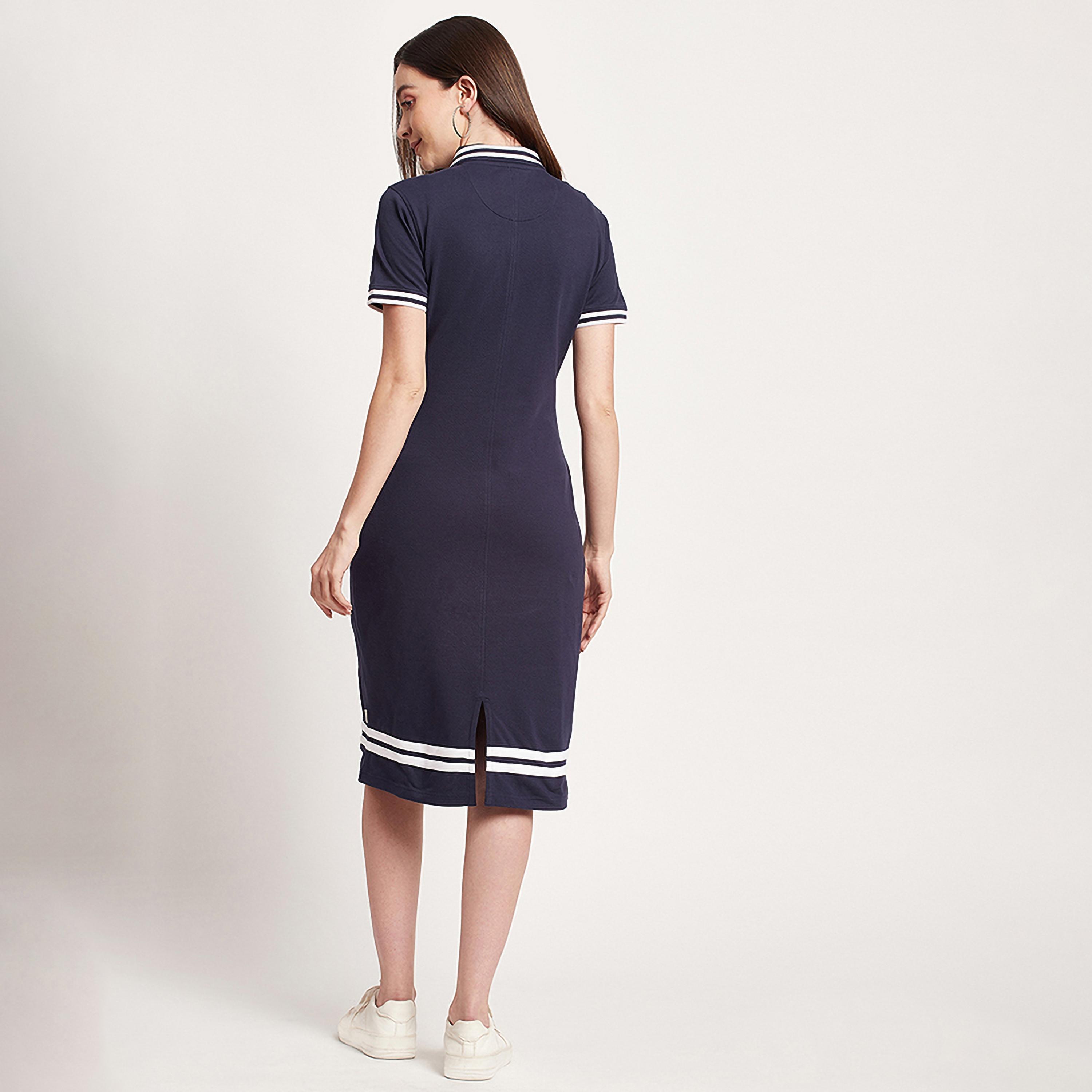 Beverly Hills Polo Club Logo Polo Collar Midi T-Shirt Dress-women-clothing-dresses-image-4