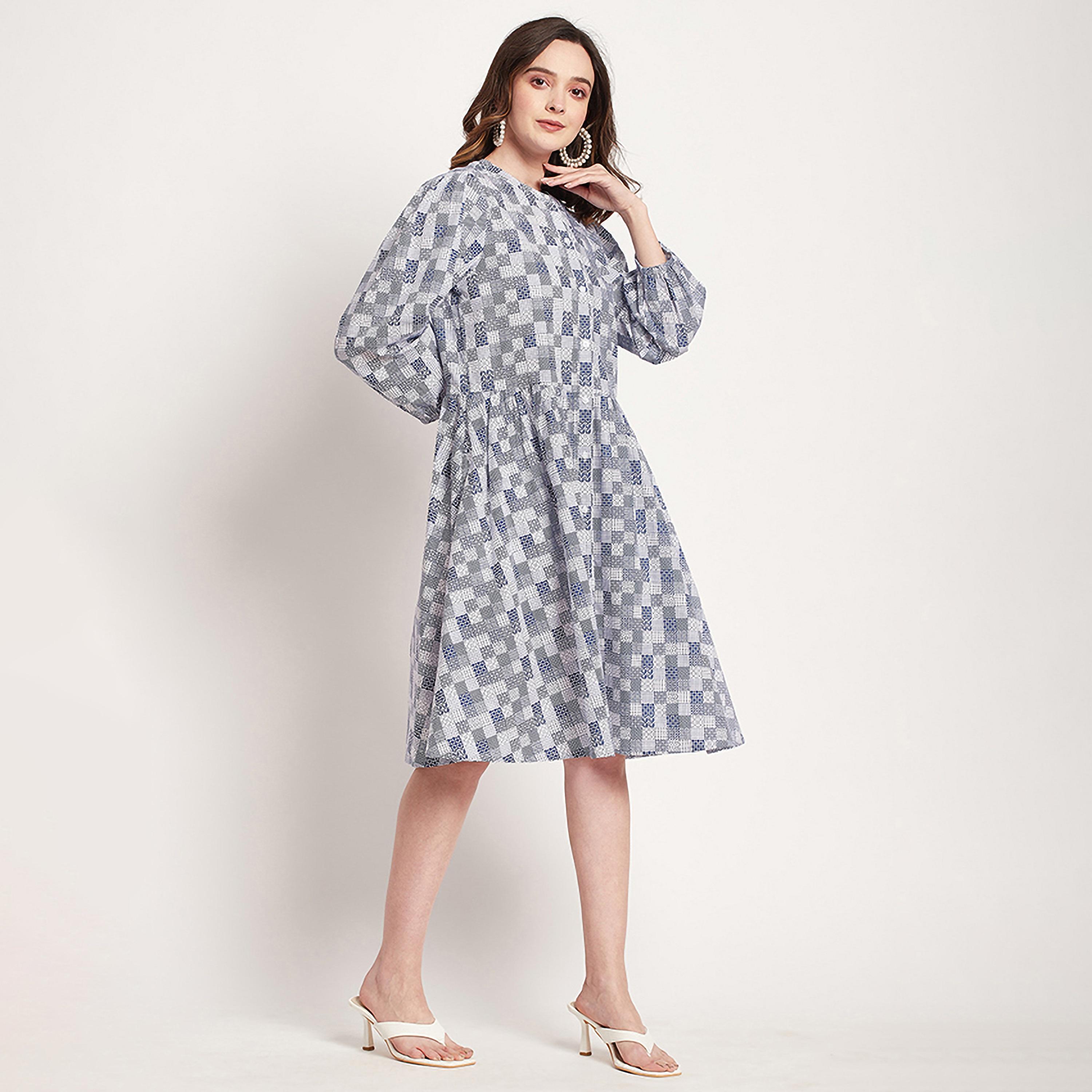 Beverly Hills Polo Club Patterned Mandarin Collar Drop Waist Midi Dress-women-clothing-dresses-image-3