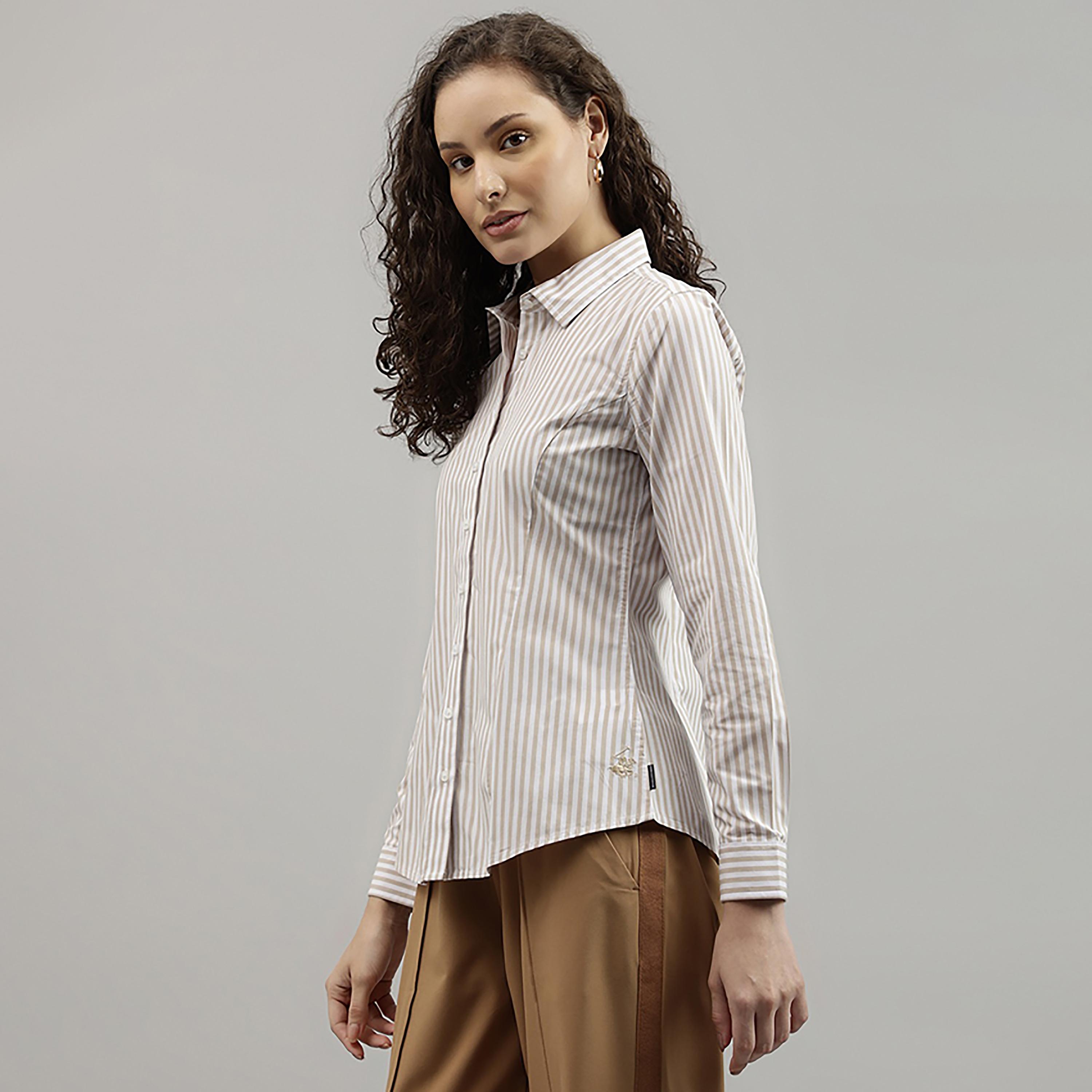 Beverly Hills Polo Club Striped Collared Long Sleeves Shirt-women-clothing-shirtsandblouses-shirts-image-2