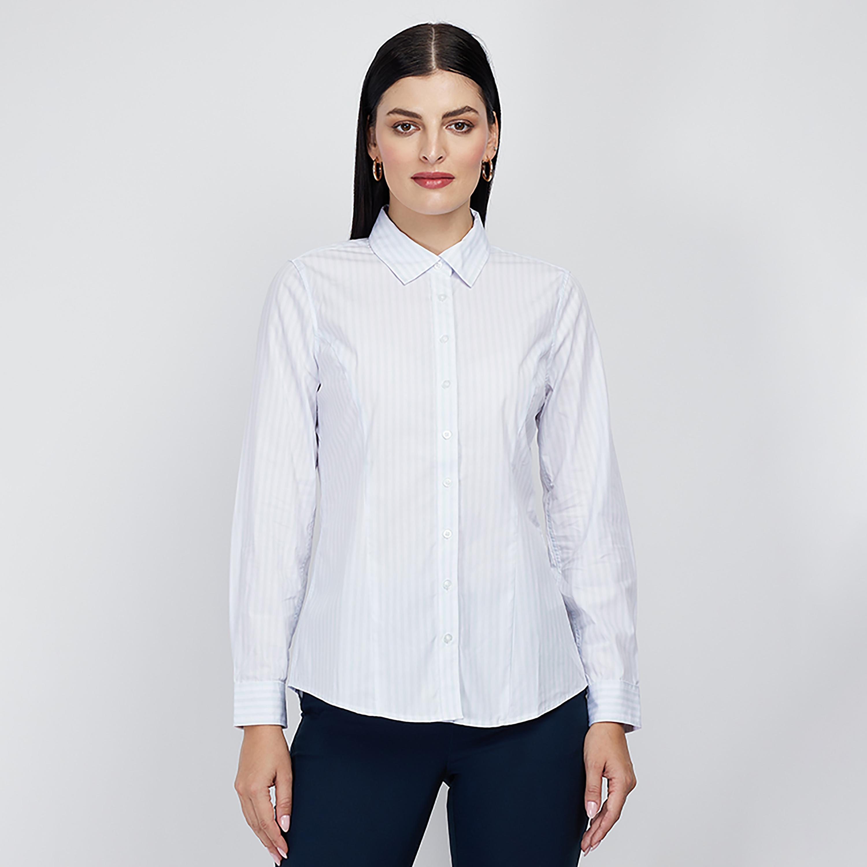 قميص من بيفرلي هيلز بولو كلوب بأكمام طويلة وياقة بمخطط-women-clothing-shirtsandblouses-shirts-image-4