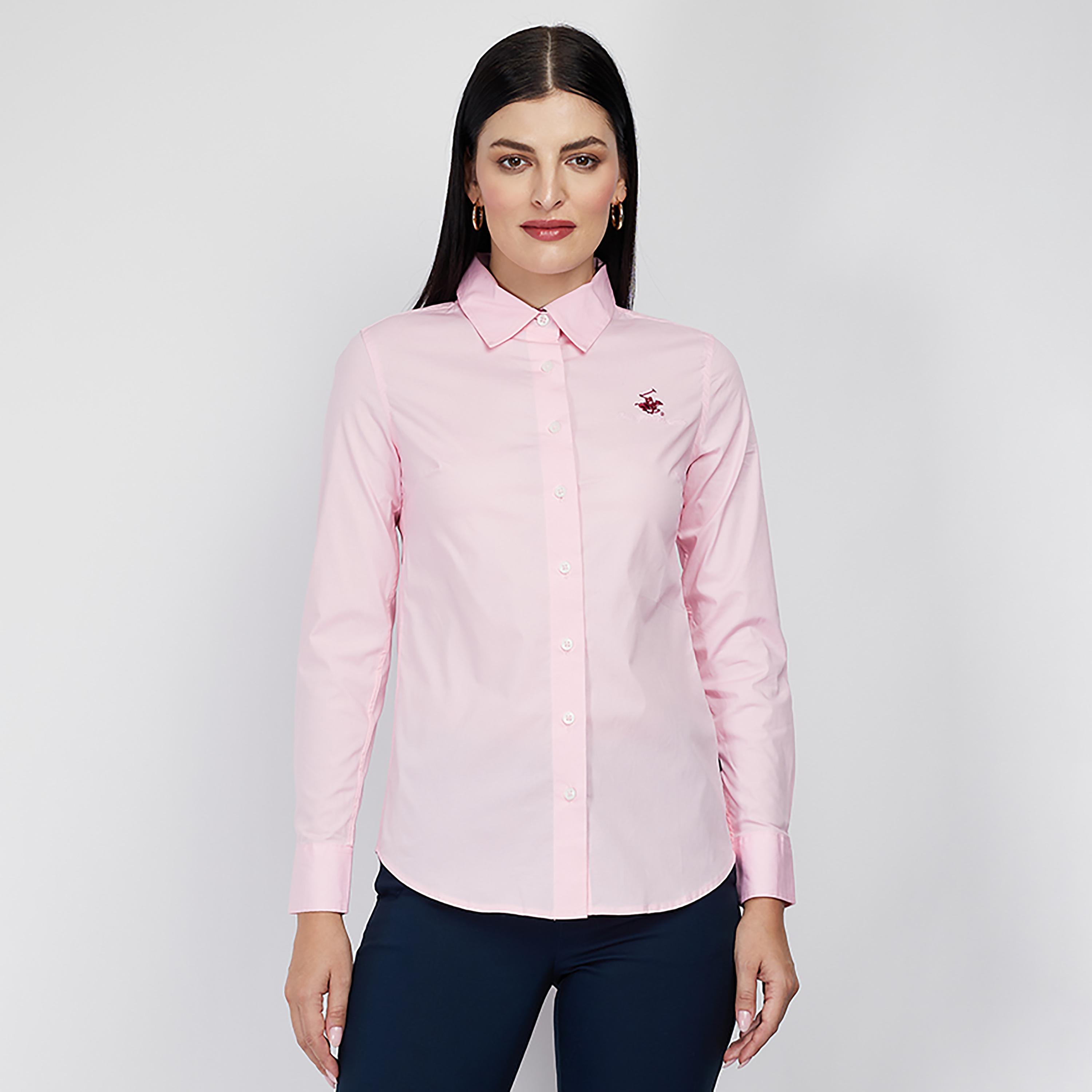 Beverly Hills Polo Club Logo Collared Long Sleeves Shirt-women-clothing-shirtsandblouses-shirts-image-1