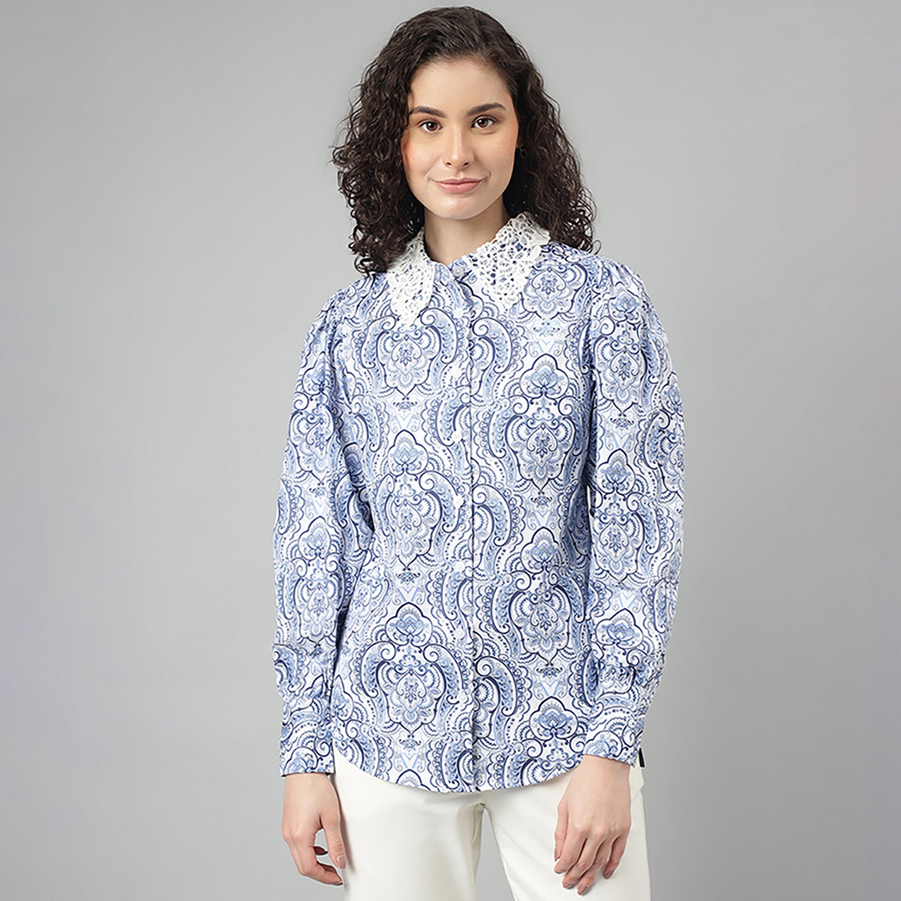 Beverly Hills Polo Club Printed Collared Long Sleeves Shirt-women-clothing-shirtsandblouses-shirts-image-1