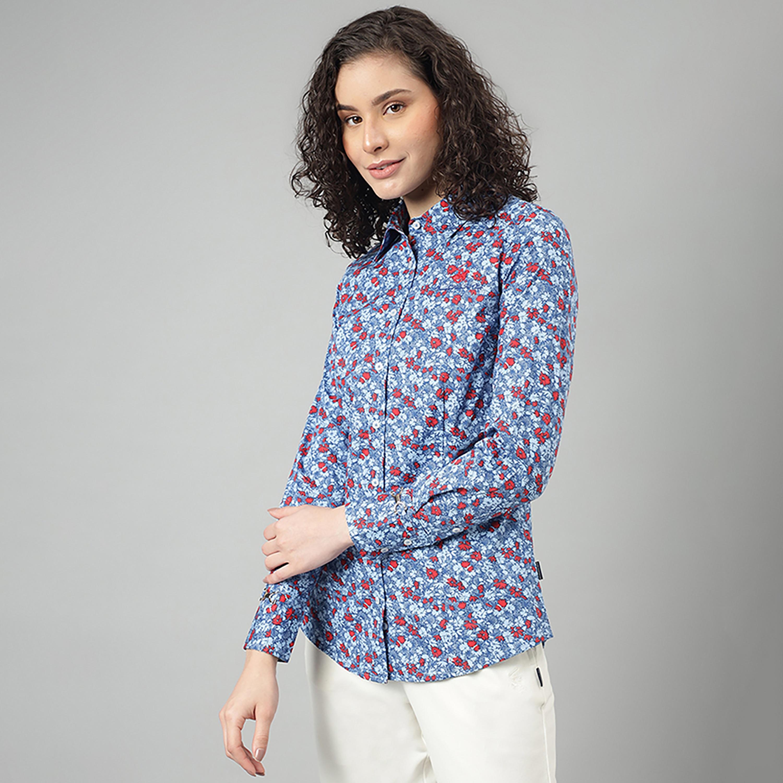 تي شيرت بولو بياقة مطبوعة وأكمام طويلة من بيفرلي هيلز بولو كلوب-women-clothing-shirtsandblouses-shirts-image-2