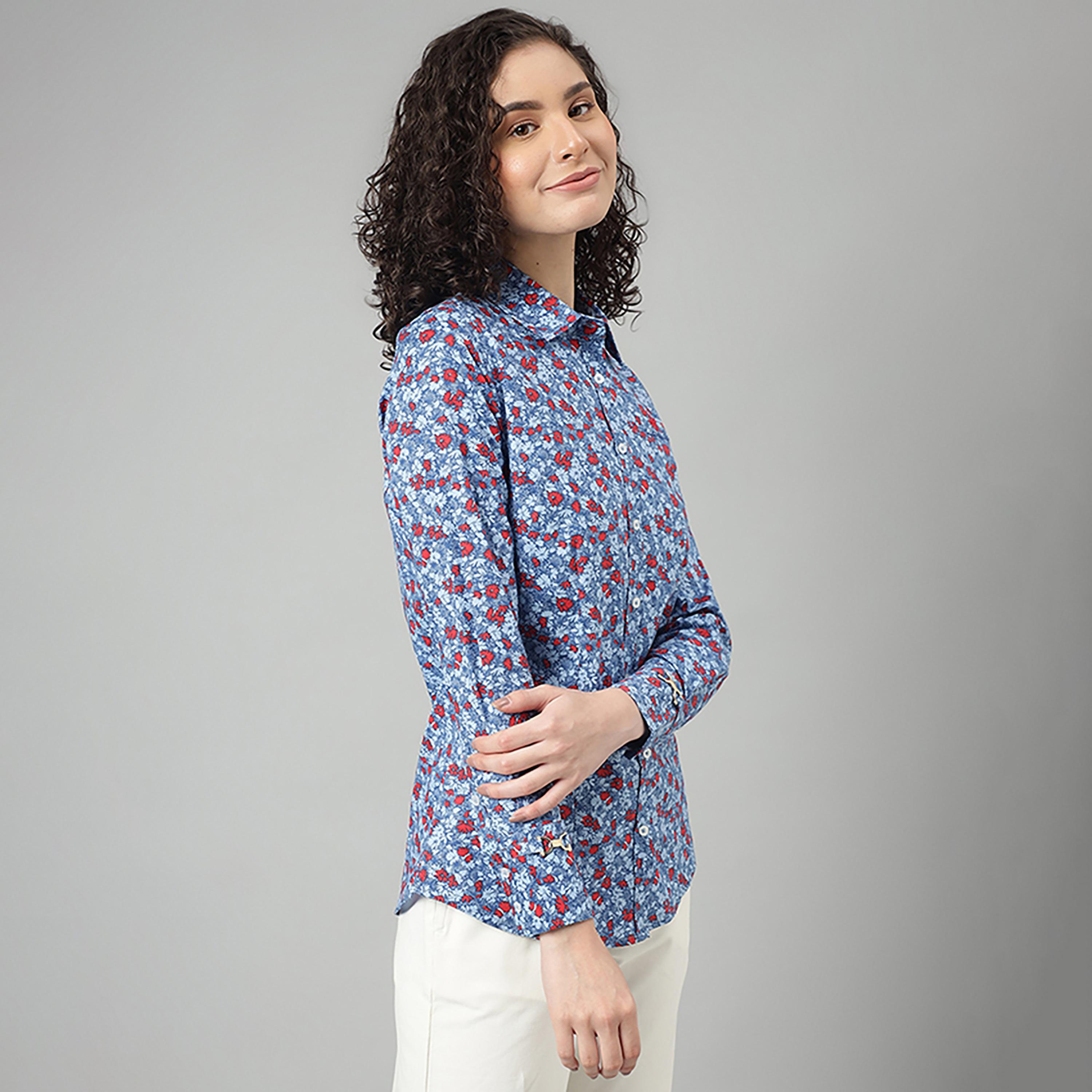 تي شيرت بولو بياقة مطبوعة وأكمام طويلة من بيفرلي هيلز بولو كلوب-women-clothing-shirtsandblouses-shirts-image-3
