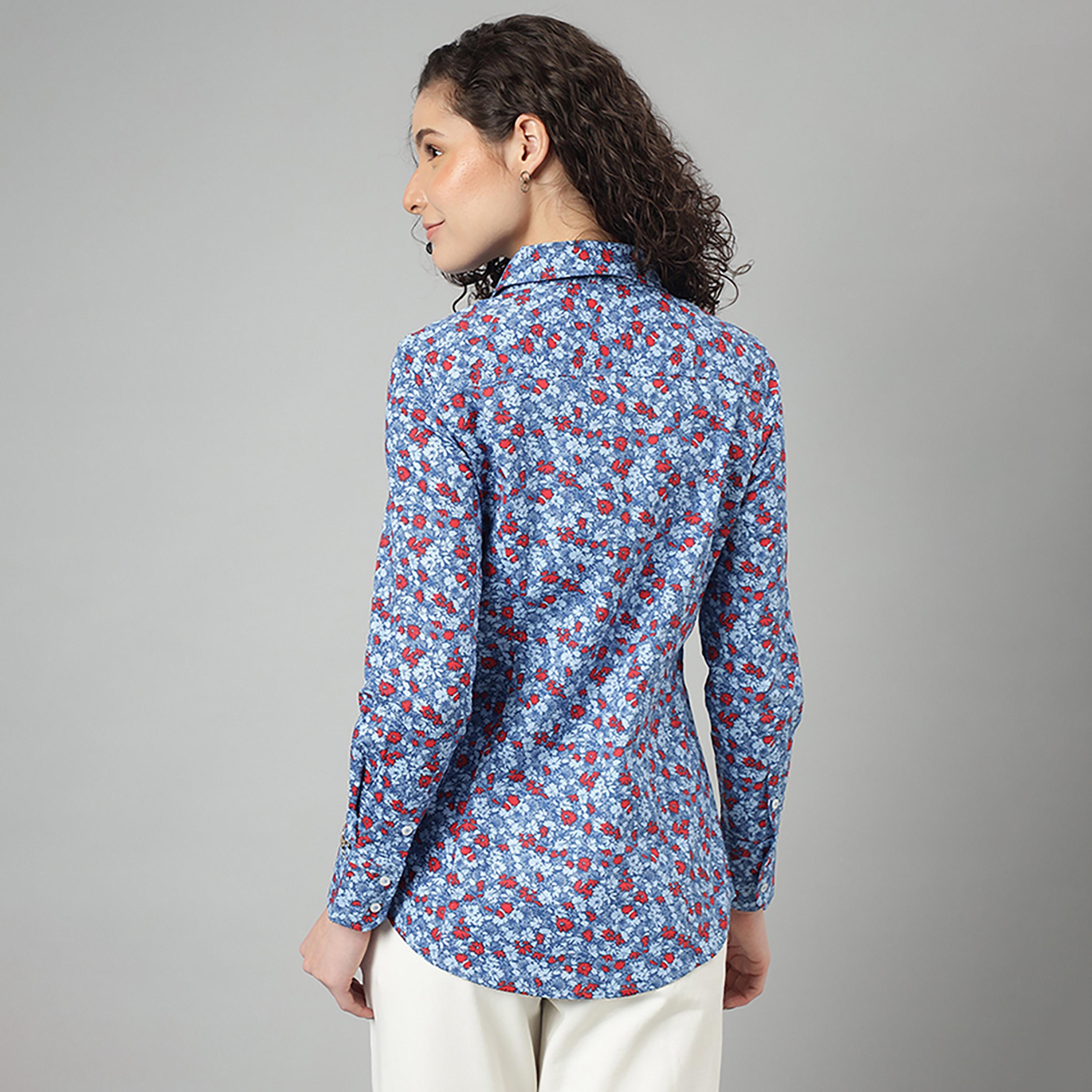 تي شيرت بولو بياقة مطبوعة وأكمام طويلة من بيفرلي هيلز بولو كلوب-women-clothing-shirtsandblouses-shirts-image-4