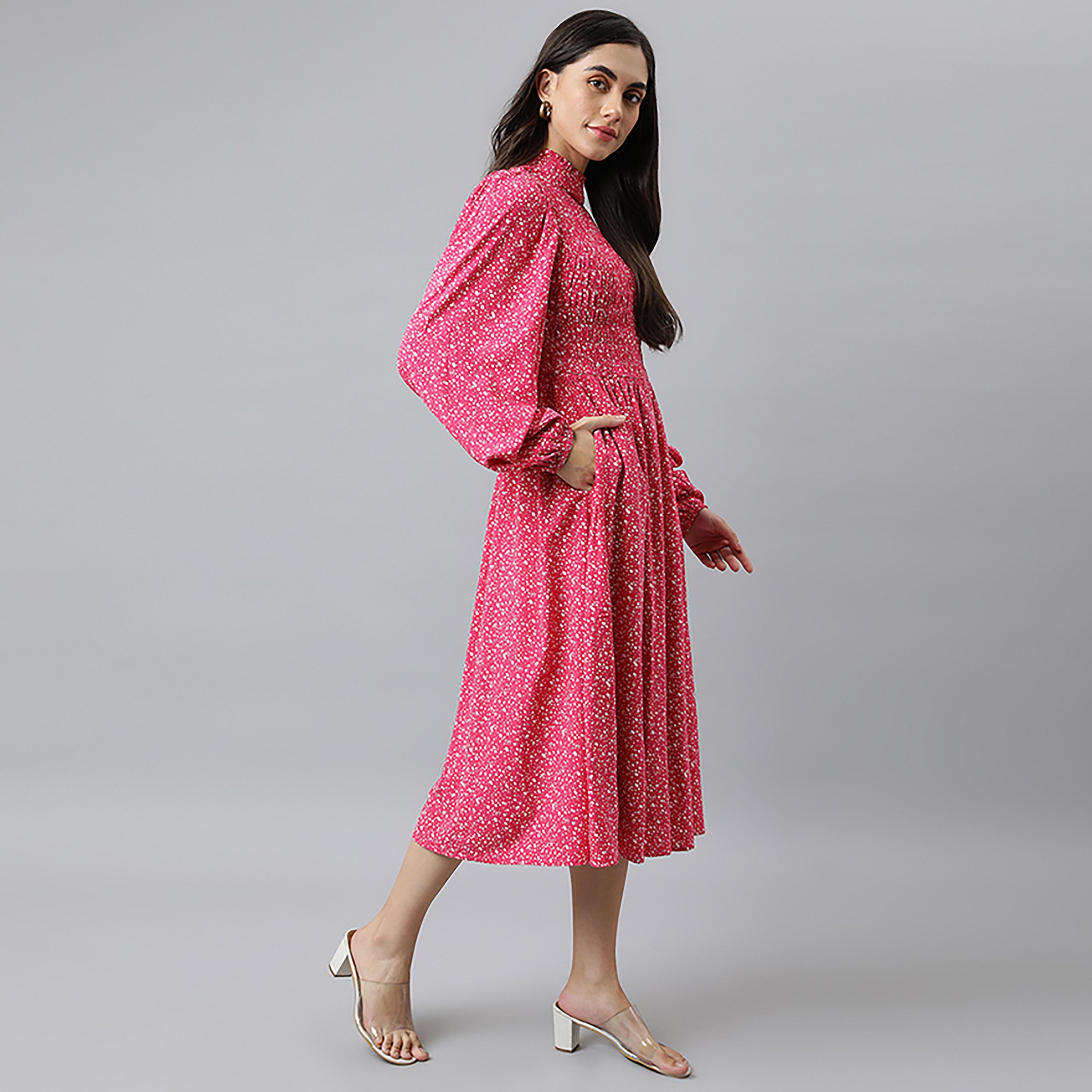 فستان متوسط الطول برقبة دائرية ومطبوعة من بيفرلي هيلز بولو كلوب-women-clothing-dresses-image-3