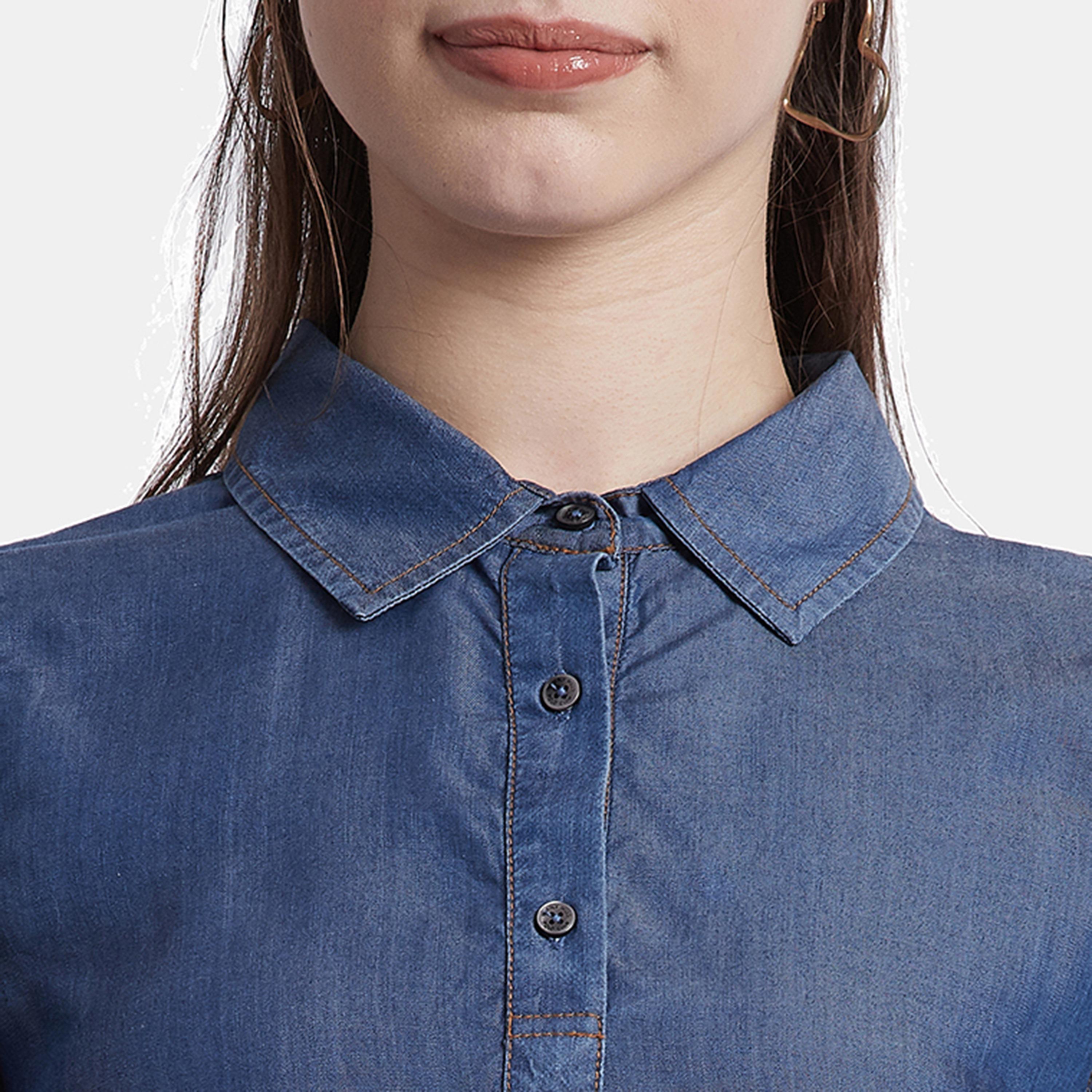 Beverly Hills Polo Club Plain Collared Three-Quarter Sleeves Shirt-women-clothing-shirtsandblouses-shirts-image-3
